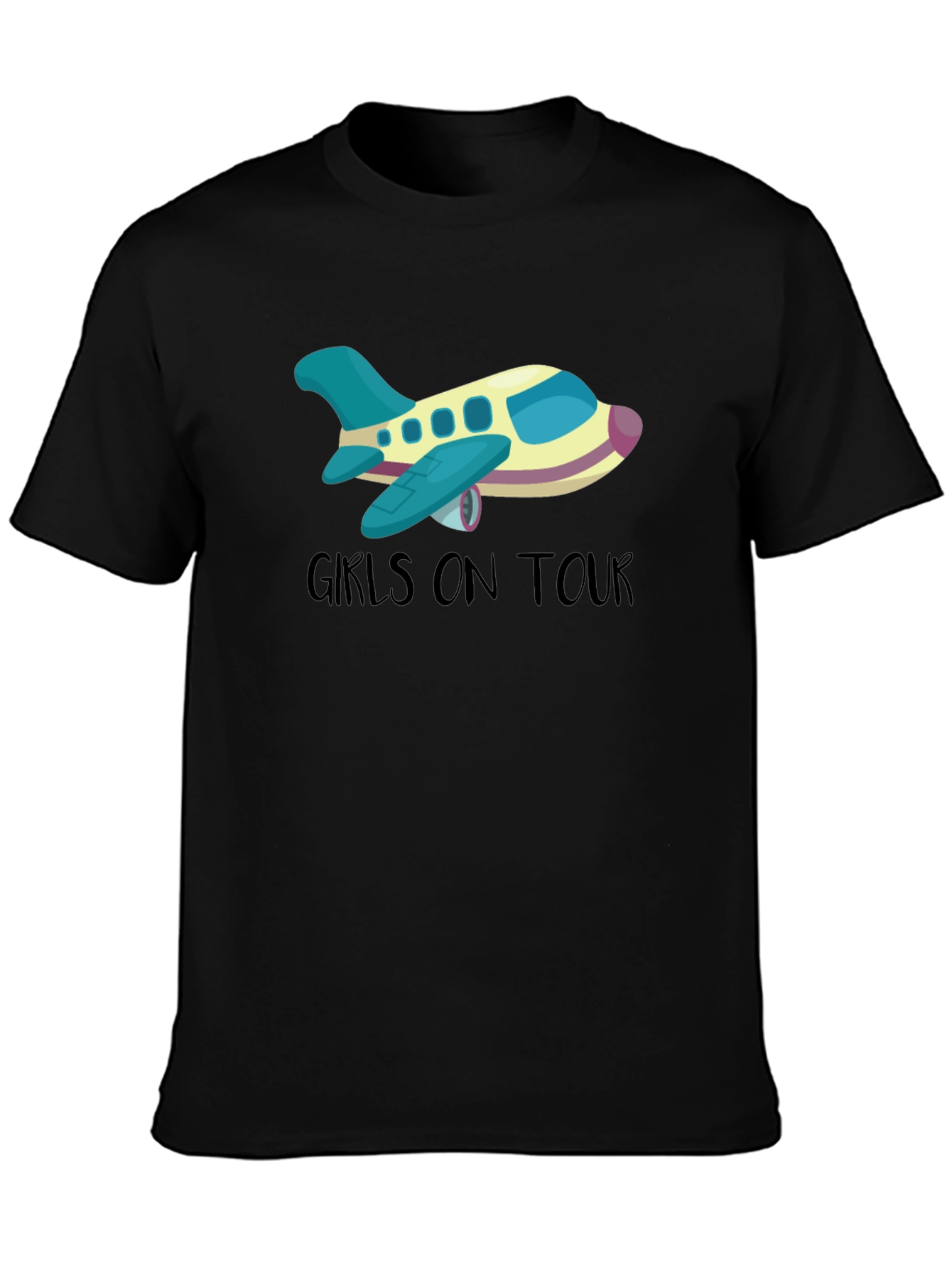 Black Girls On Tour T-Shirt - Airplane Design view 3