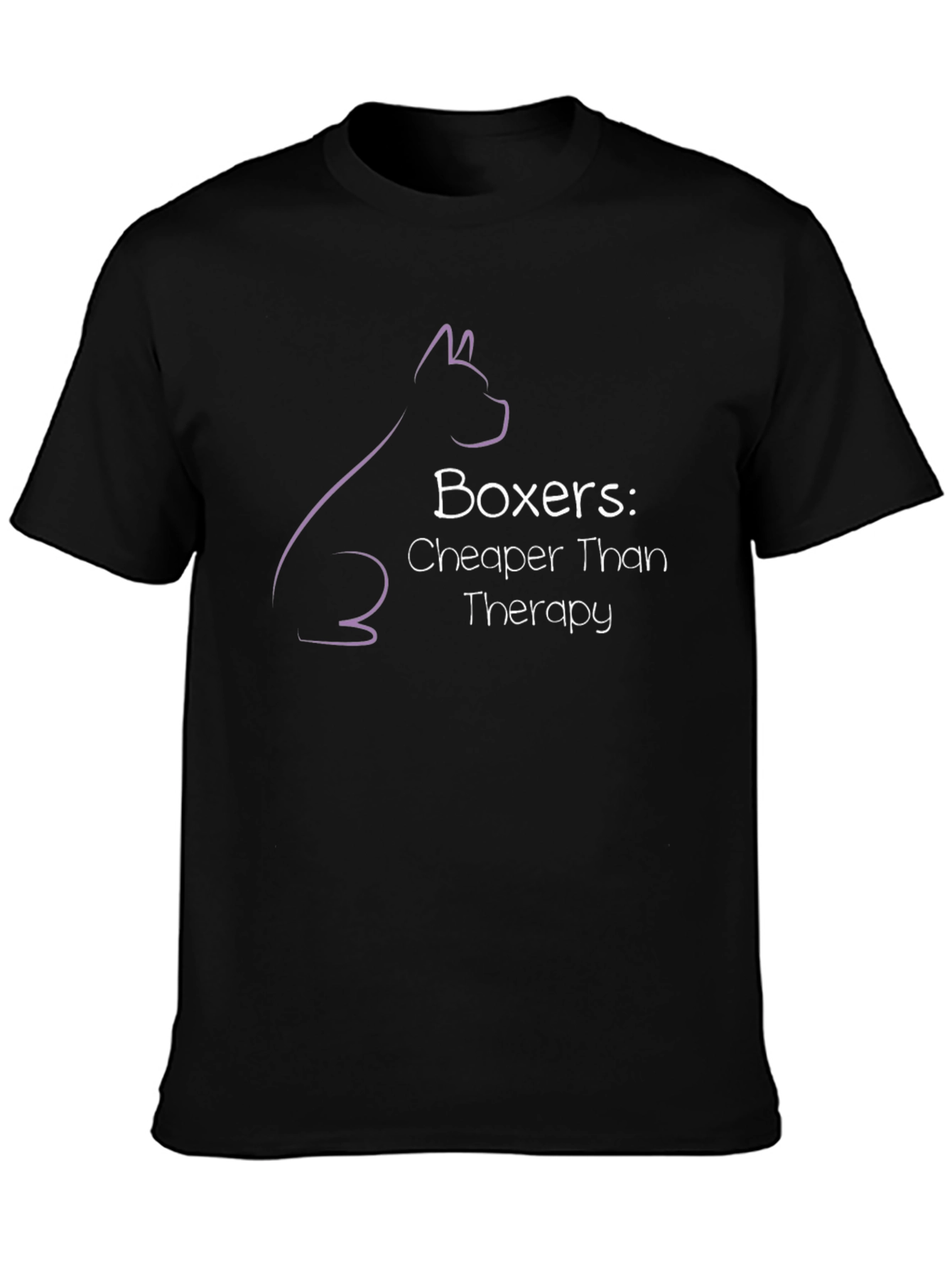 Black Boxer Dog Therapy Humor Graphic T-Shirt view 3