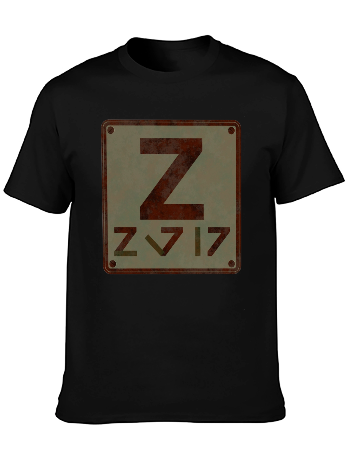 Black Retro Z Design Graphic T-Shirt view 3