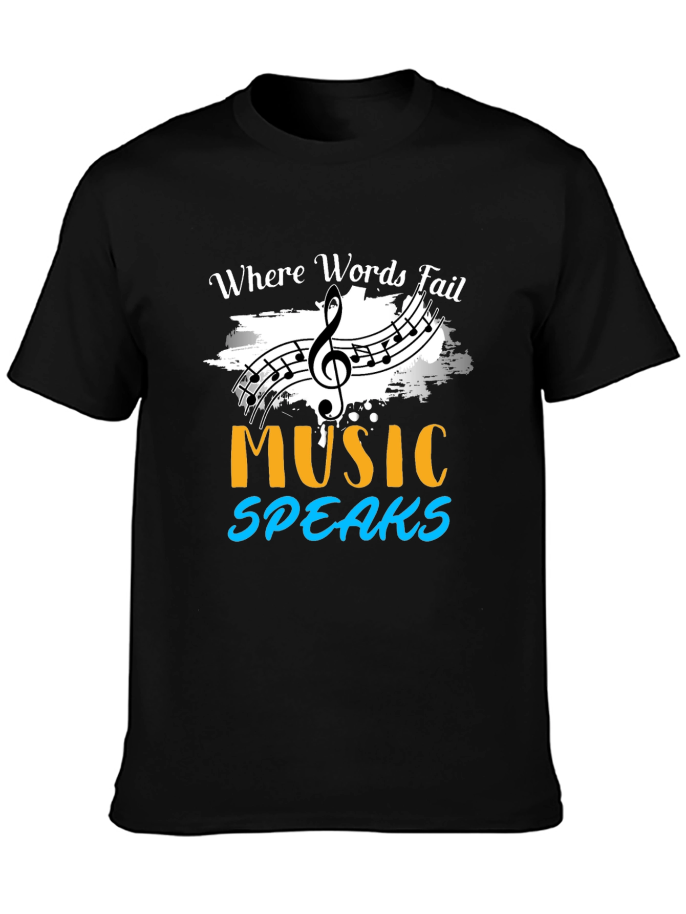 Black Music Speaks Graphic T-Shirt - Where Words Fail Design view 3