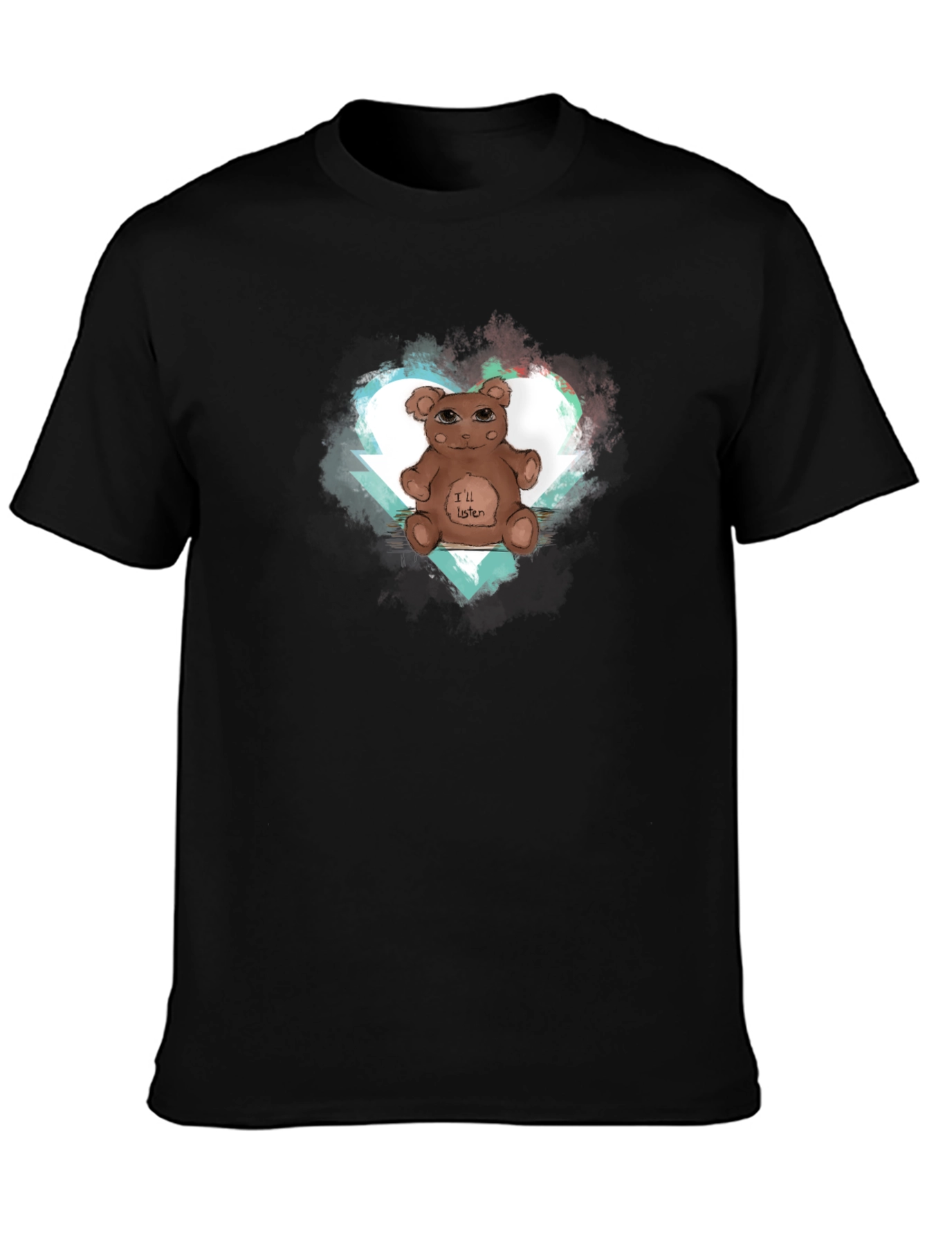 Black I'll Listen Bear Heart Graphic Tee view 3