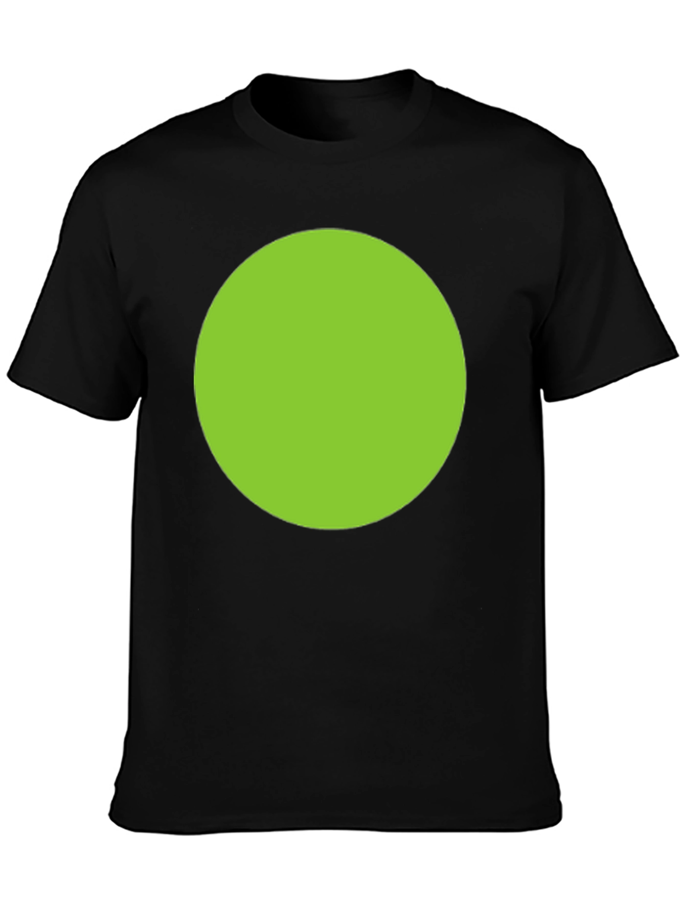 Black Men's Black T-Shirt with Green Circle Design view 3