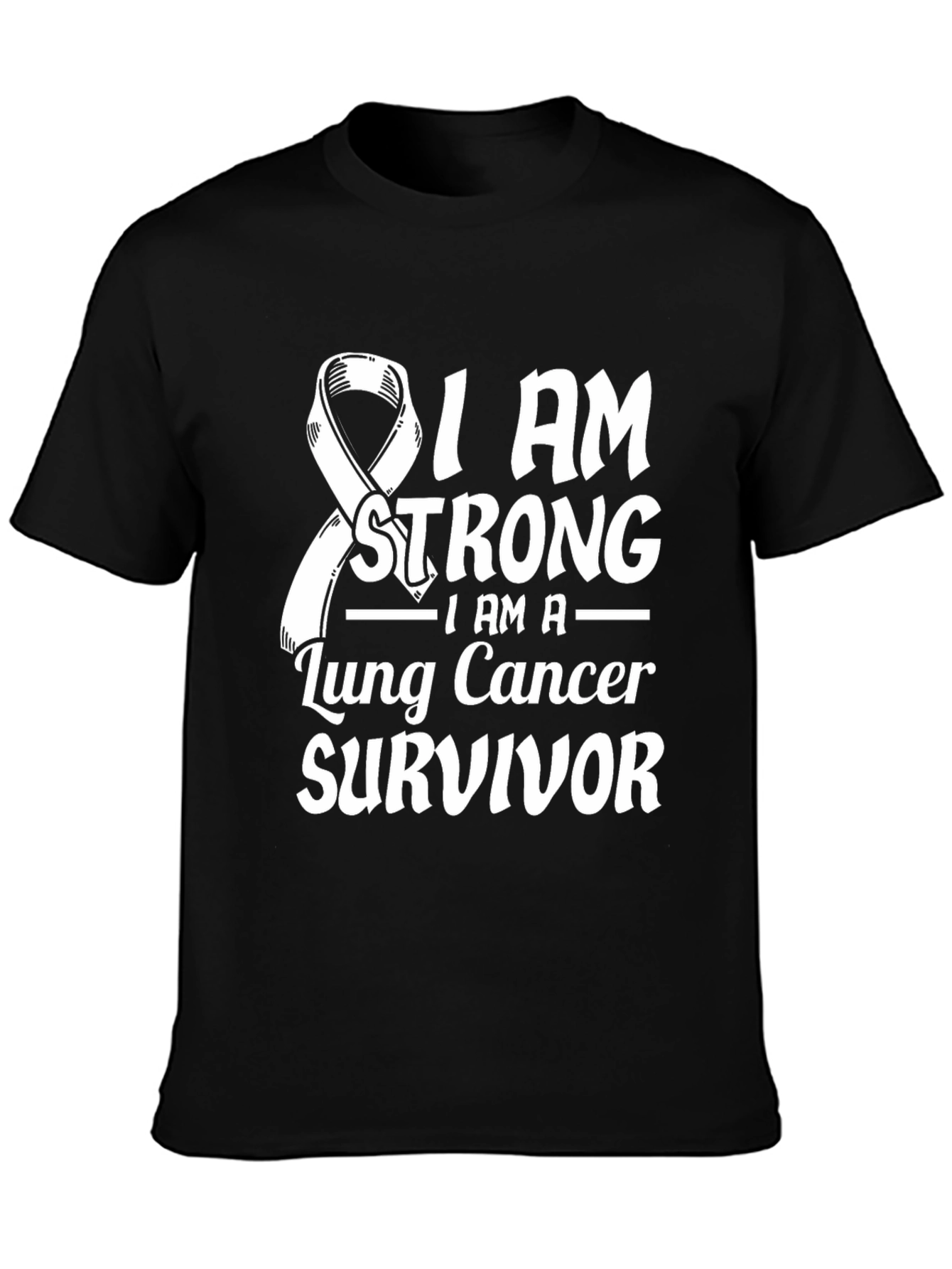 Black Lung Cancer Survivor T-Shirt - I Am Strong Graphic Tee view 3