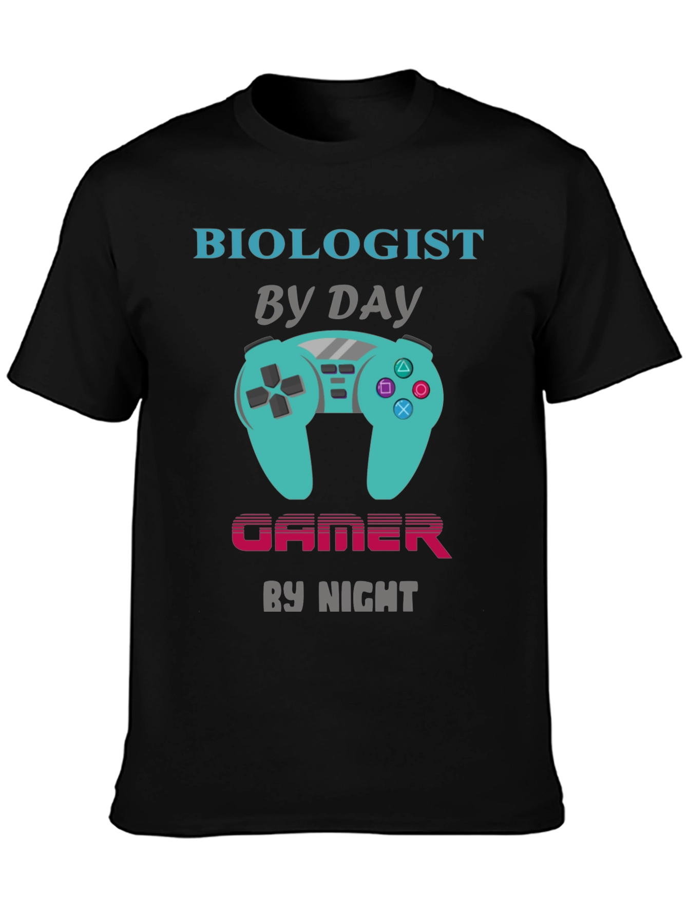 Black Biologist by Day Gamer by Night T-Shirt view 3