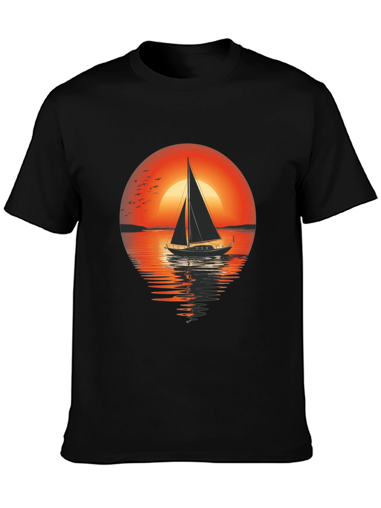Black Sunset Sailboat Graphic Tee - Comfort Fit view 3