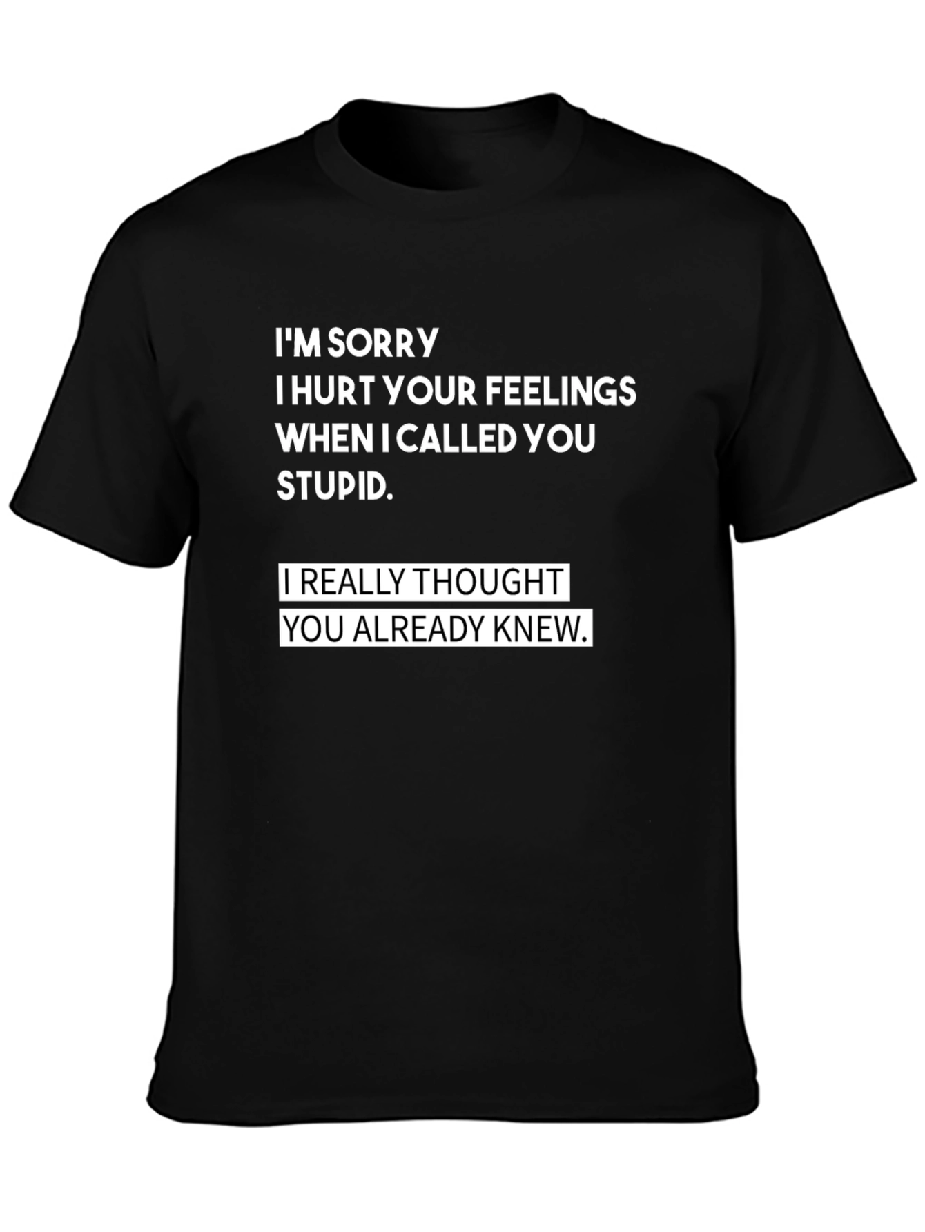Black Funny Sarcastic T-Shirt - I'm Sorry I Hurt Your Feelings view 3