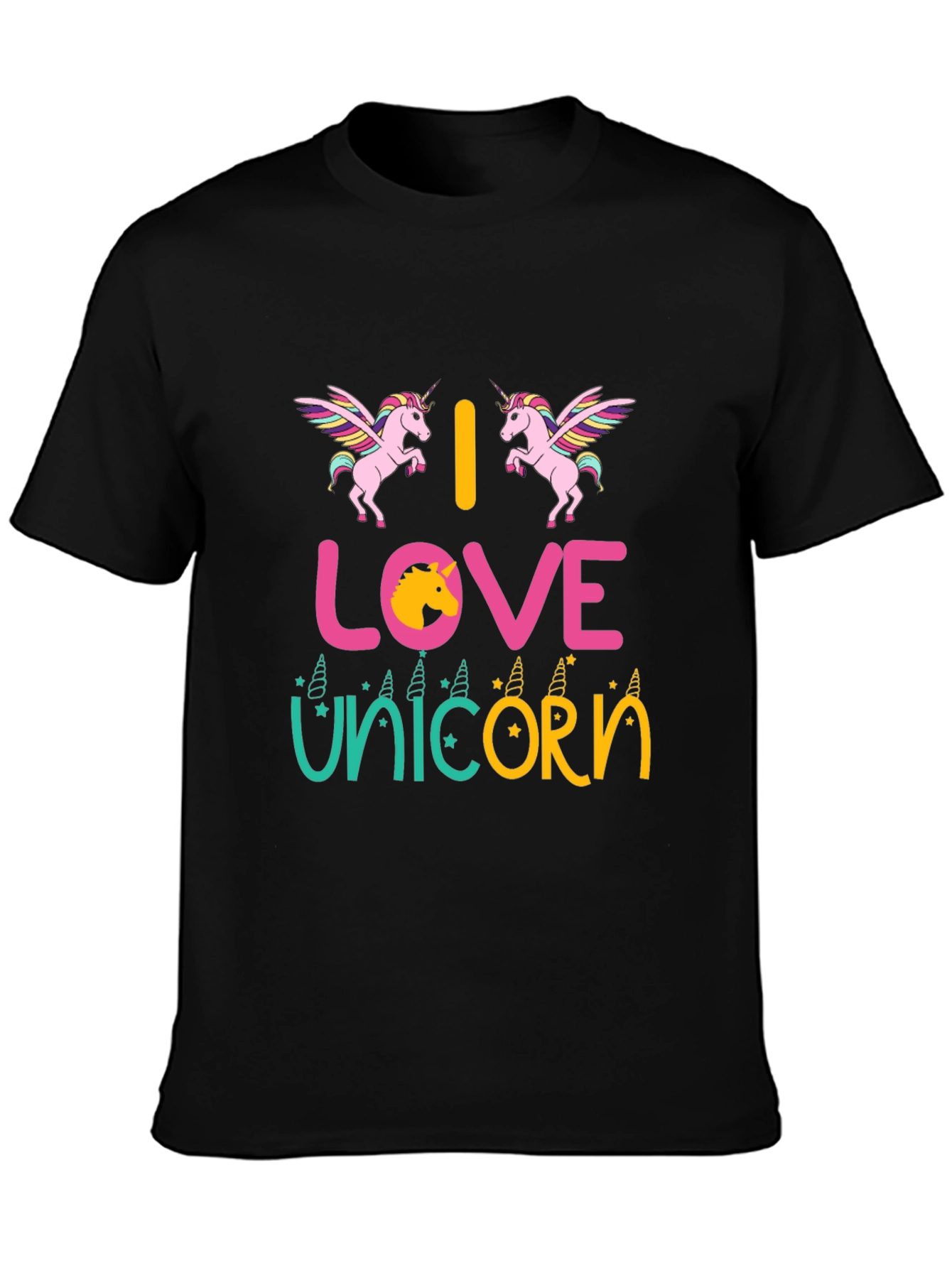 Black I Love Unicorns Graphic T-Shirt view 3