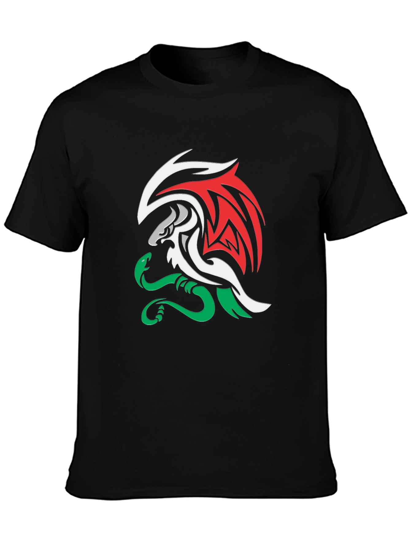 Black Dragon & Snake Graphic T-Shirt - Black view 3