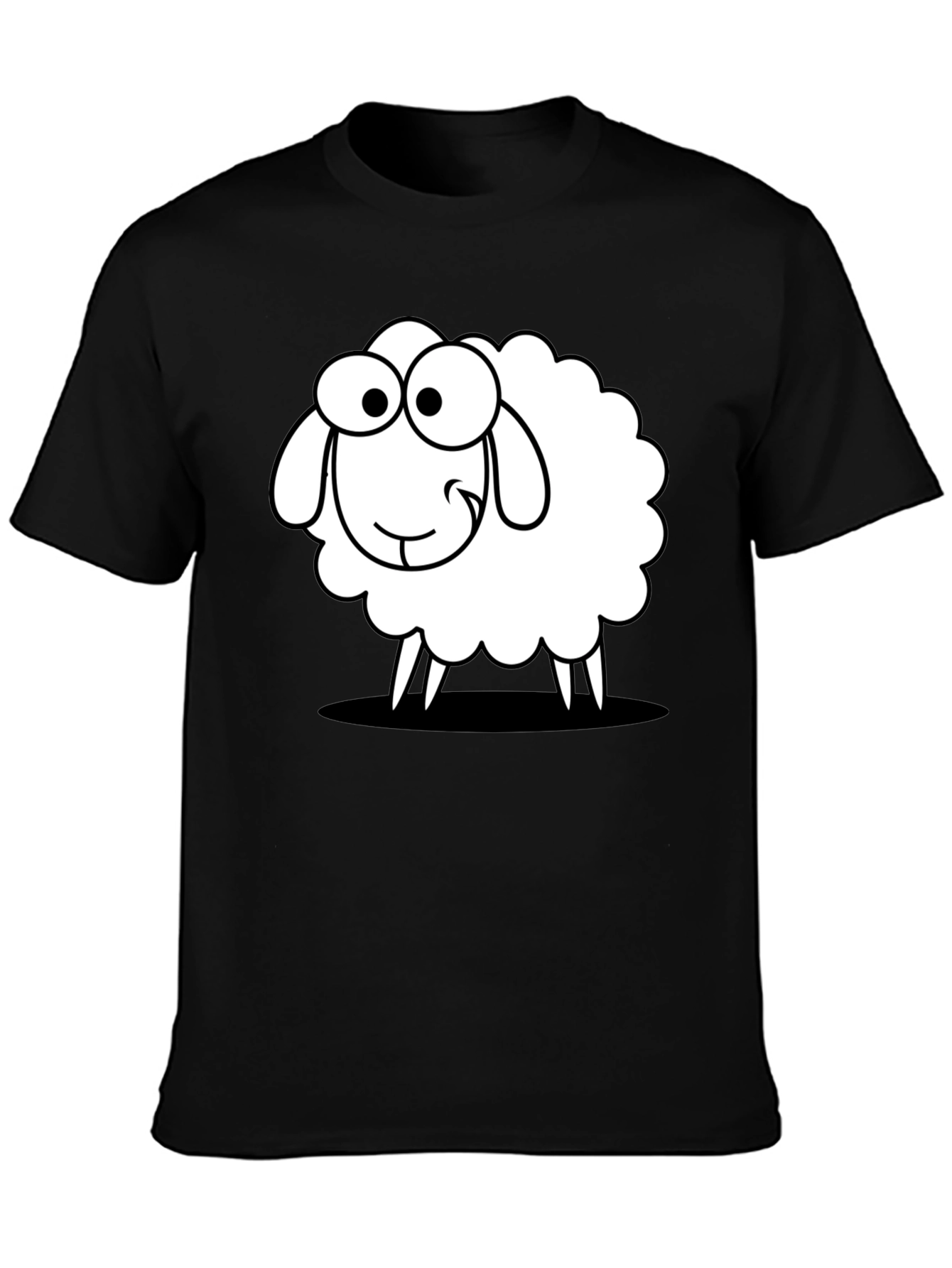 Black Funny Sheep Graphic Black T-Shirt - Unisex Cotton Tee view 3