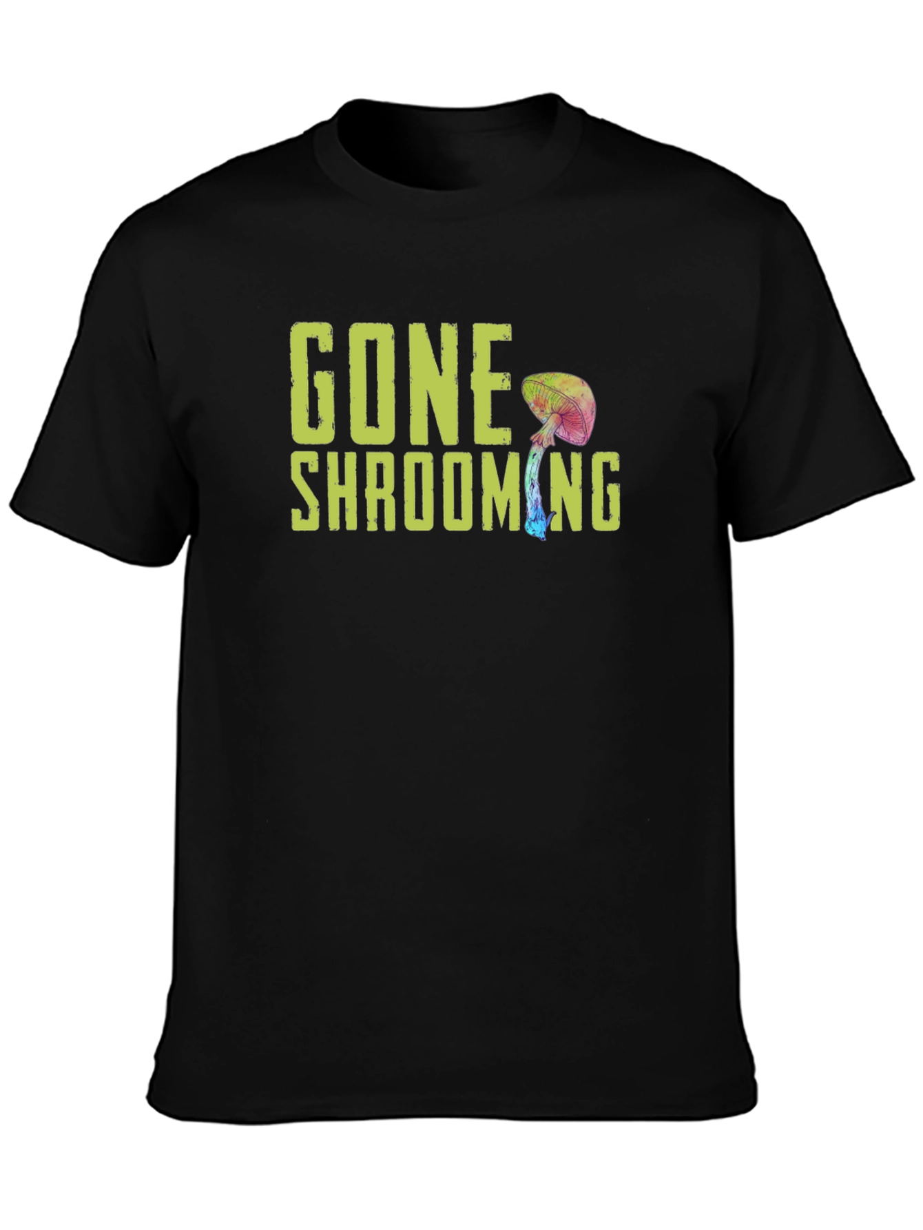 Black Gone Shrooming Graphic Tee - Funny Mushroom Shirt view 3