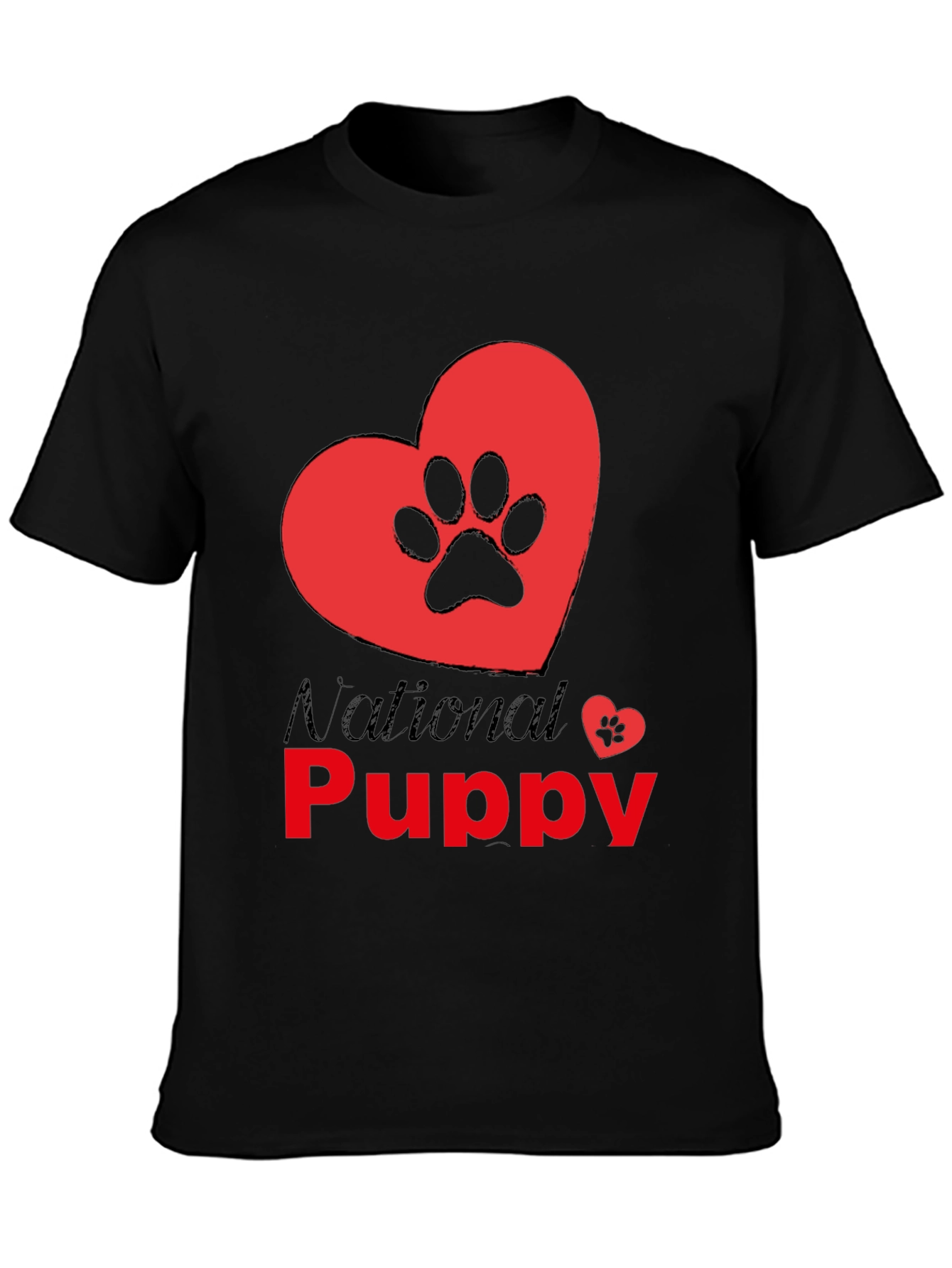 Black National Puppy Day T-Shirt, Dog Lover Tee view 3