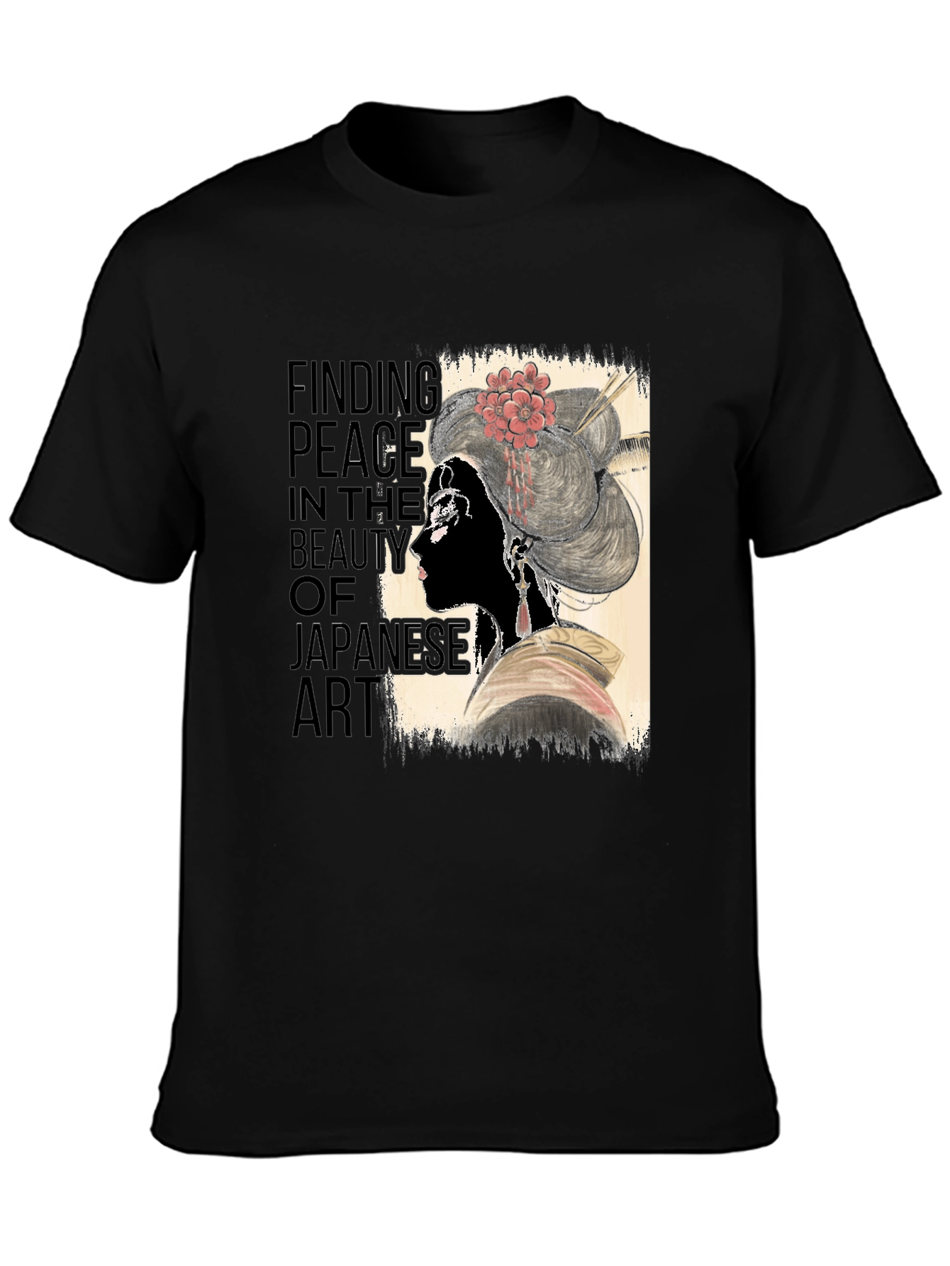 Black Japanese Art Inspired Graphic T-Shirt view 3