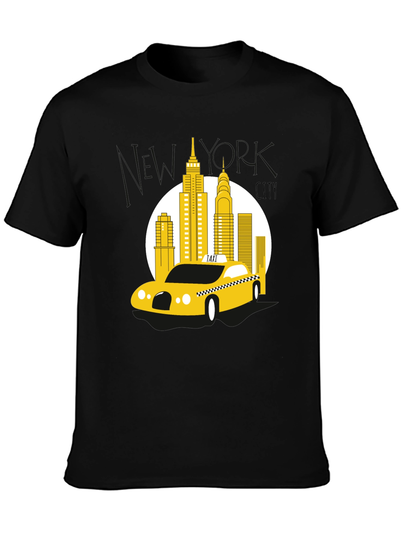Black NYC Taxi T-Shirt - Cityscape Graphic Tee view 3