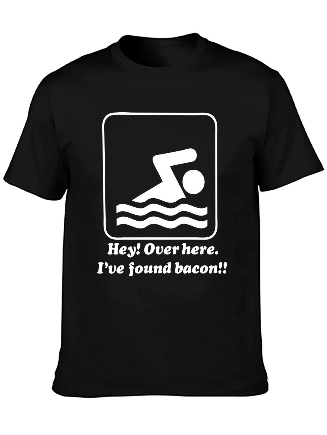 Black Funny Swimmer Bacon T-Shirt view 3