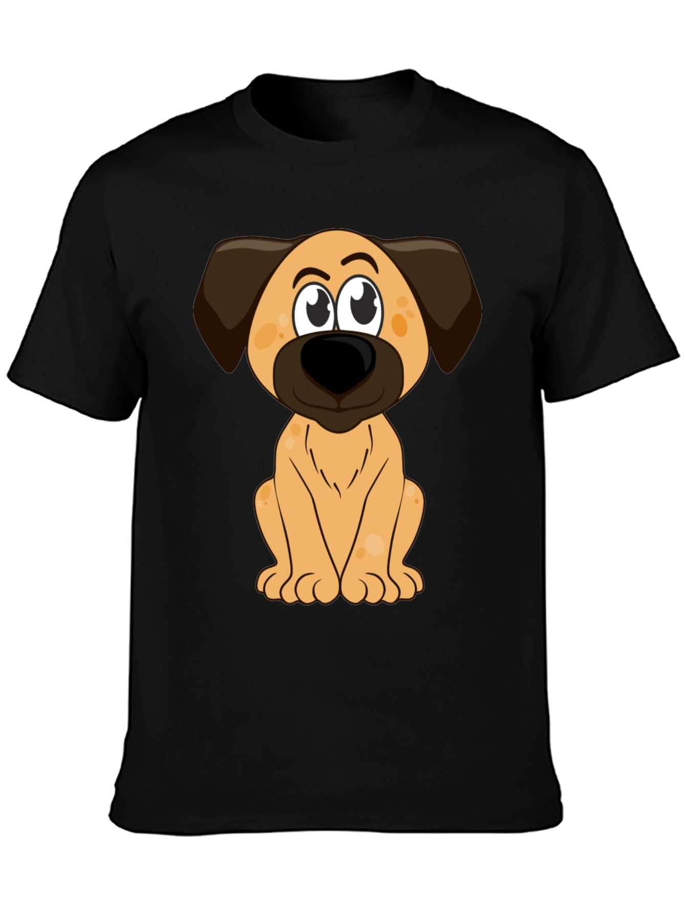 Black Cartoon Dog Print Black T-Shirt view 3