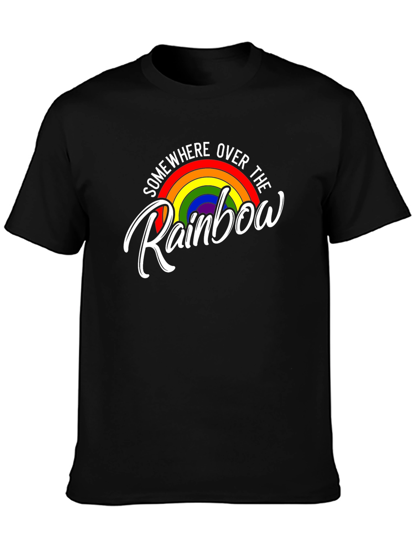 Black Somewhere Over the Rainbow Graphic Tee - Black Cotton view 3