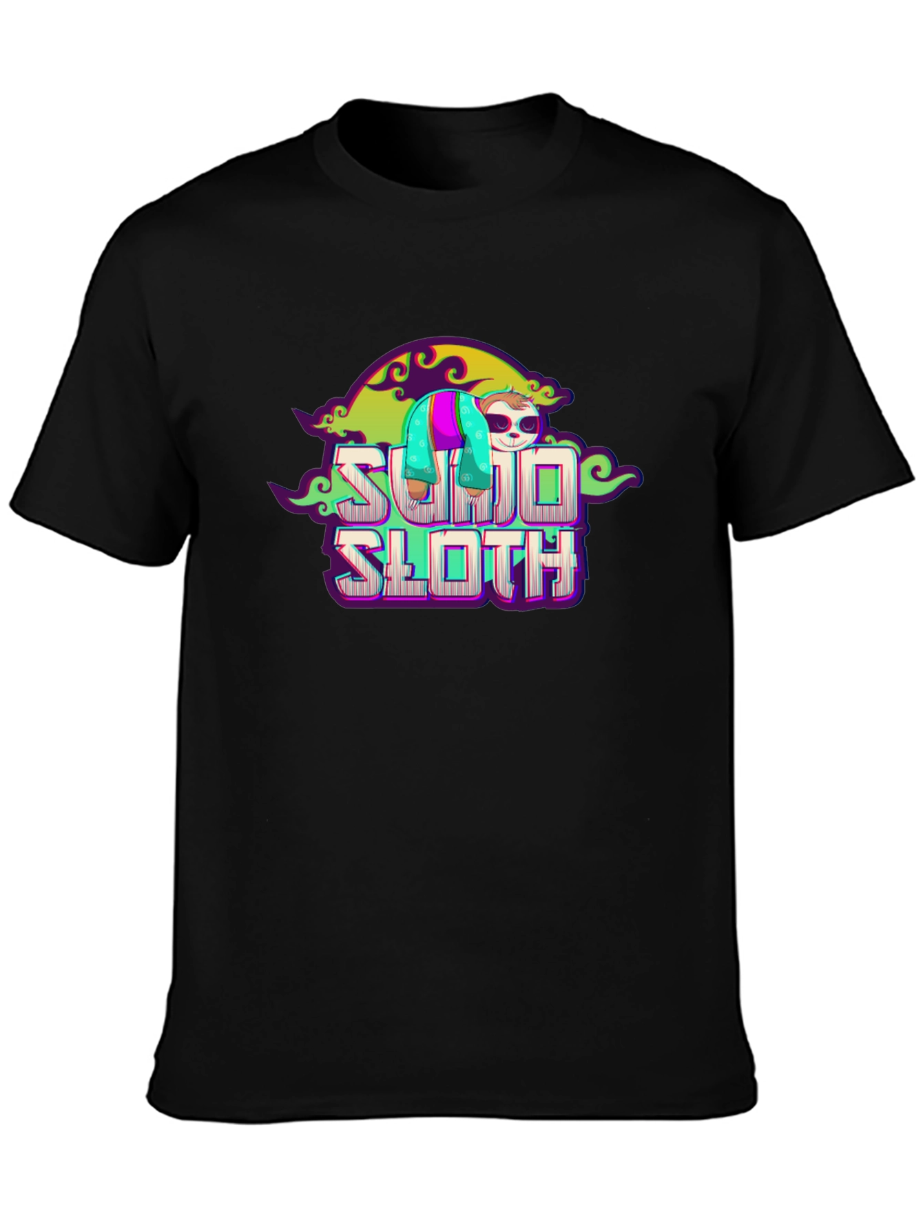 Black Sumo Sloth Graphic Tee - Unique Design view 3