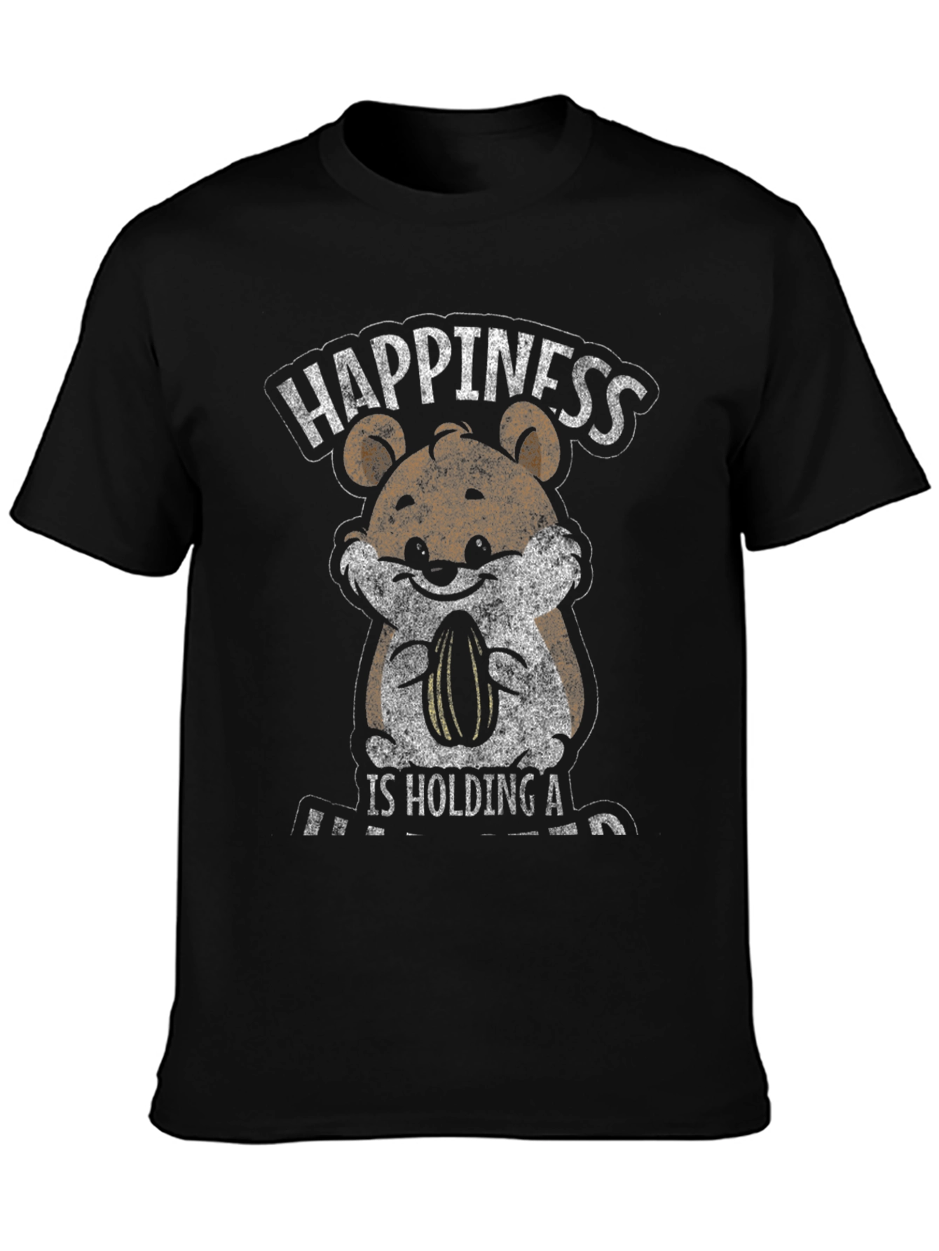 Black Happiness Hamster Graphic T-Shirt view 3