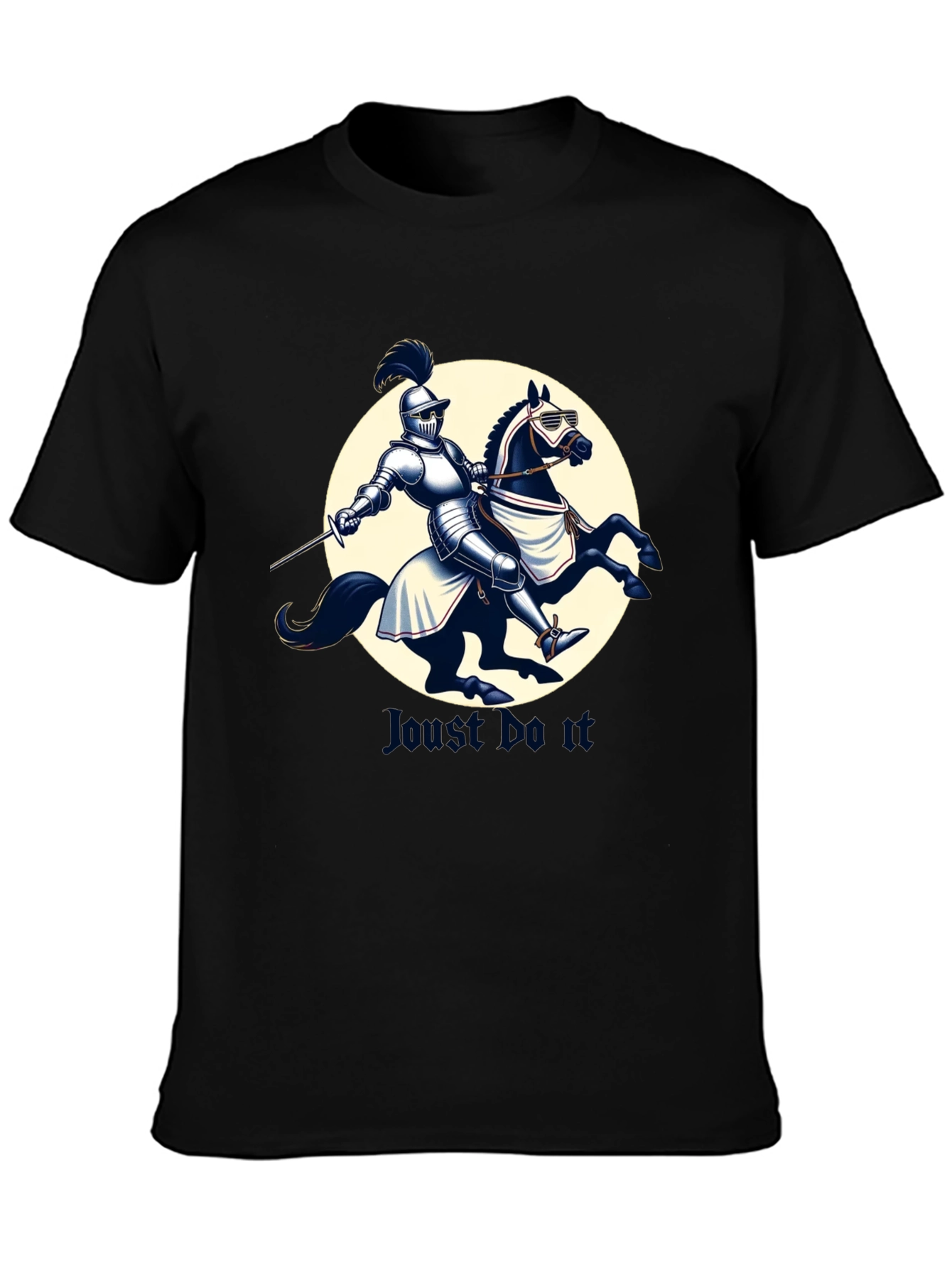 Black Joust Do It - Knight & Horse Graphic Tee view 3