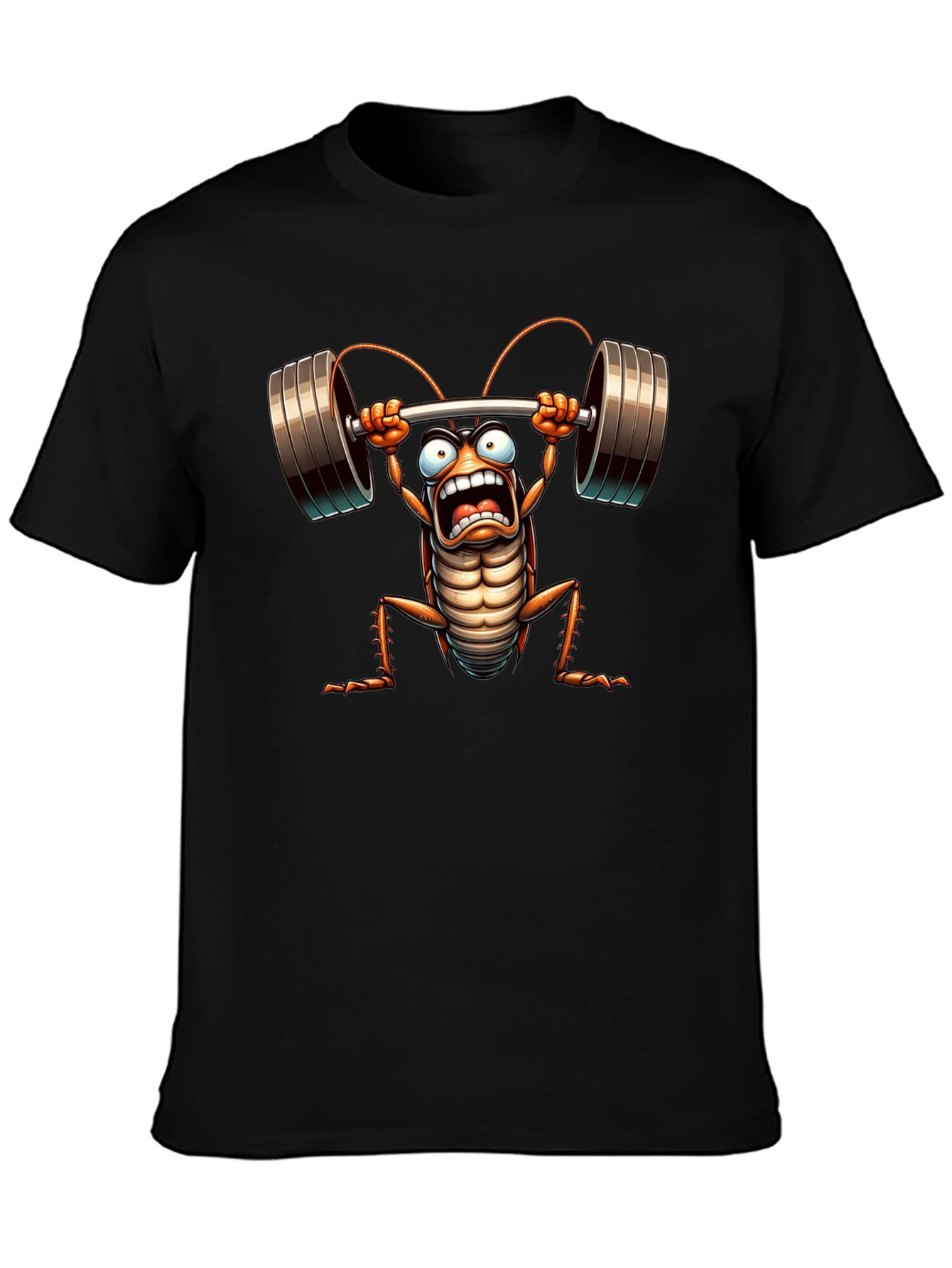 Black Gym Cockroach T-Shirt - Funny Workout Tee view 3