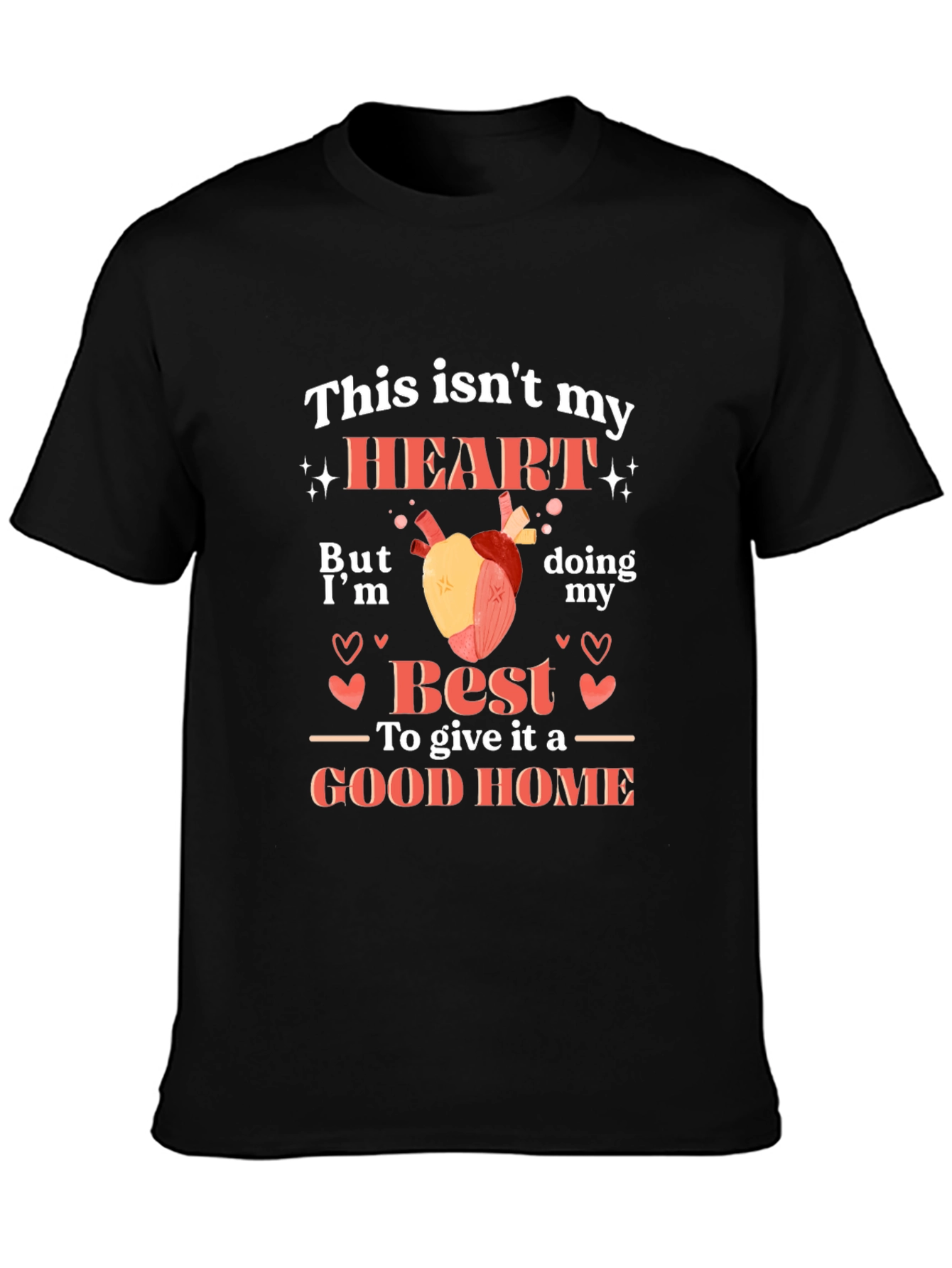 Black Funny Heart Transplant T-Shirt view 3