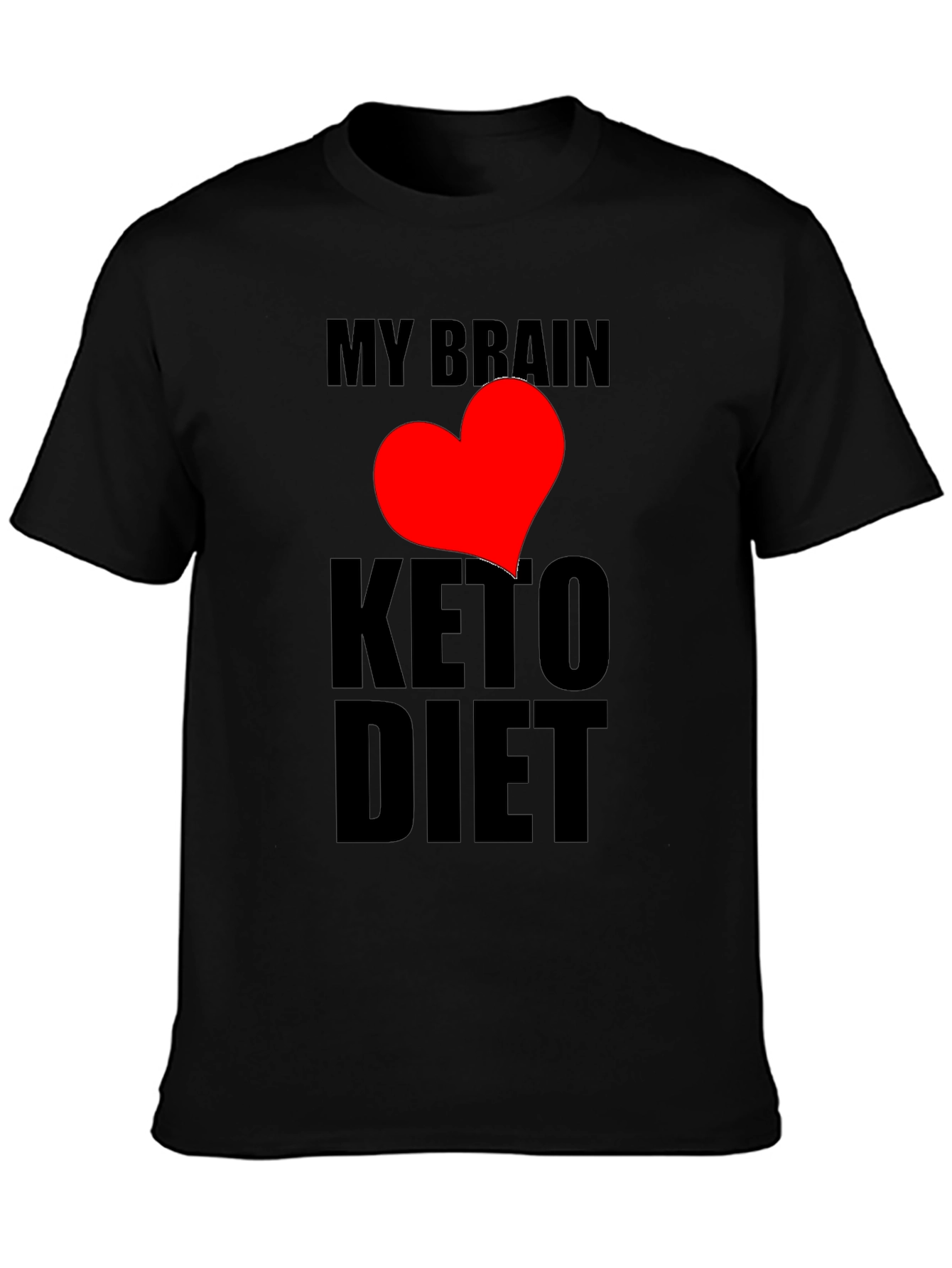 Black My Brain Loves Keto Diet Black T-Shirt view 3