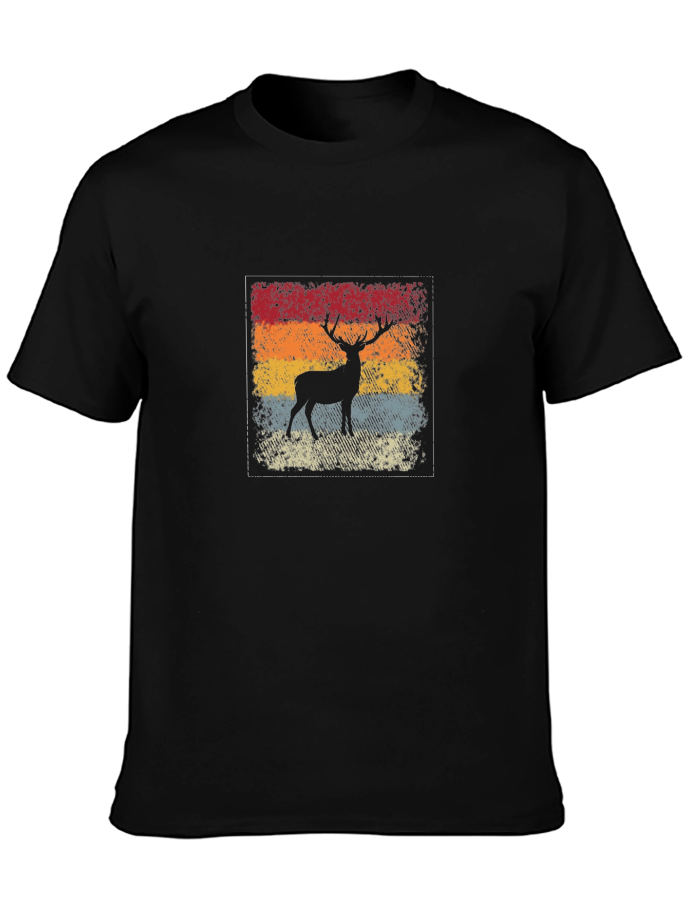 Black Retro Deer Silhouette Graphic Tee view 3