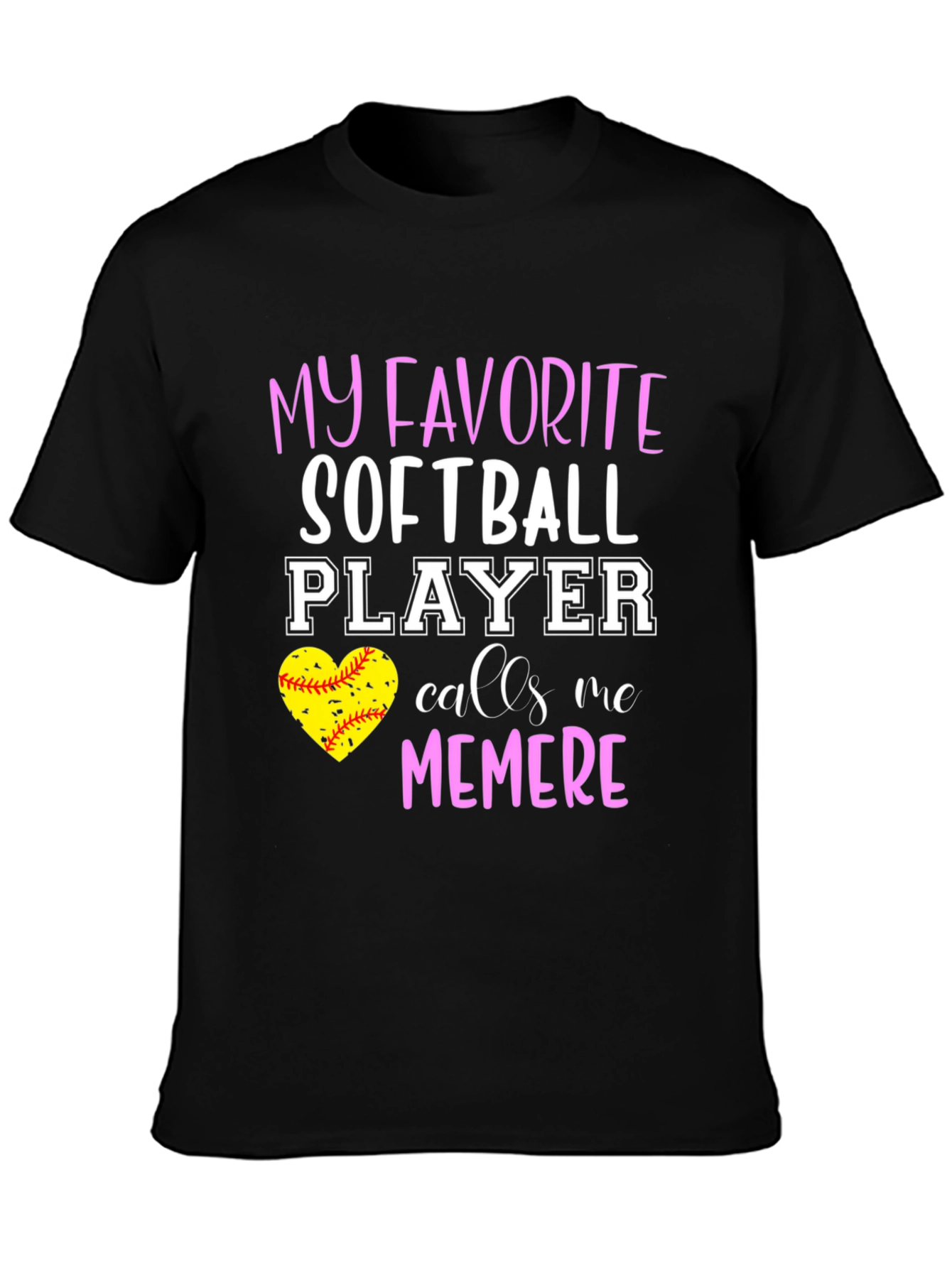 Black My Favorite Softball Player Calls Me Memere T-Shirt view 3