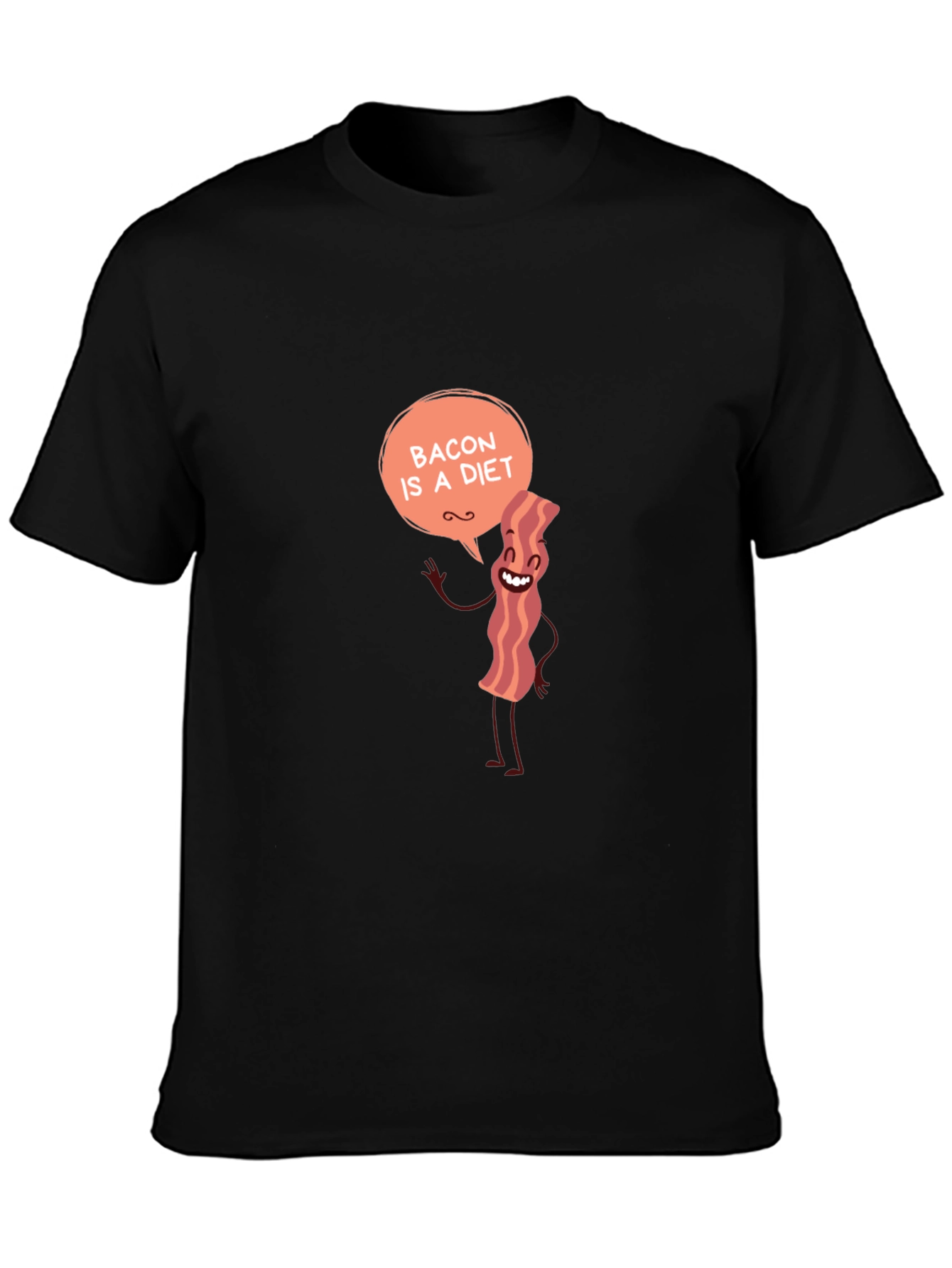 Black Bacon Diet T-Shirt Funny Foodie Tee view 3