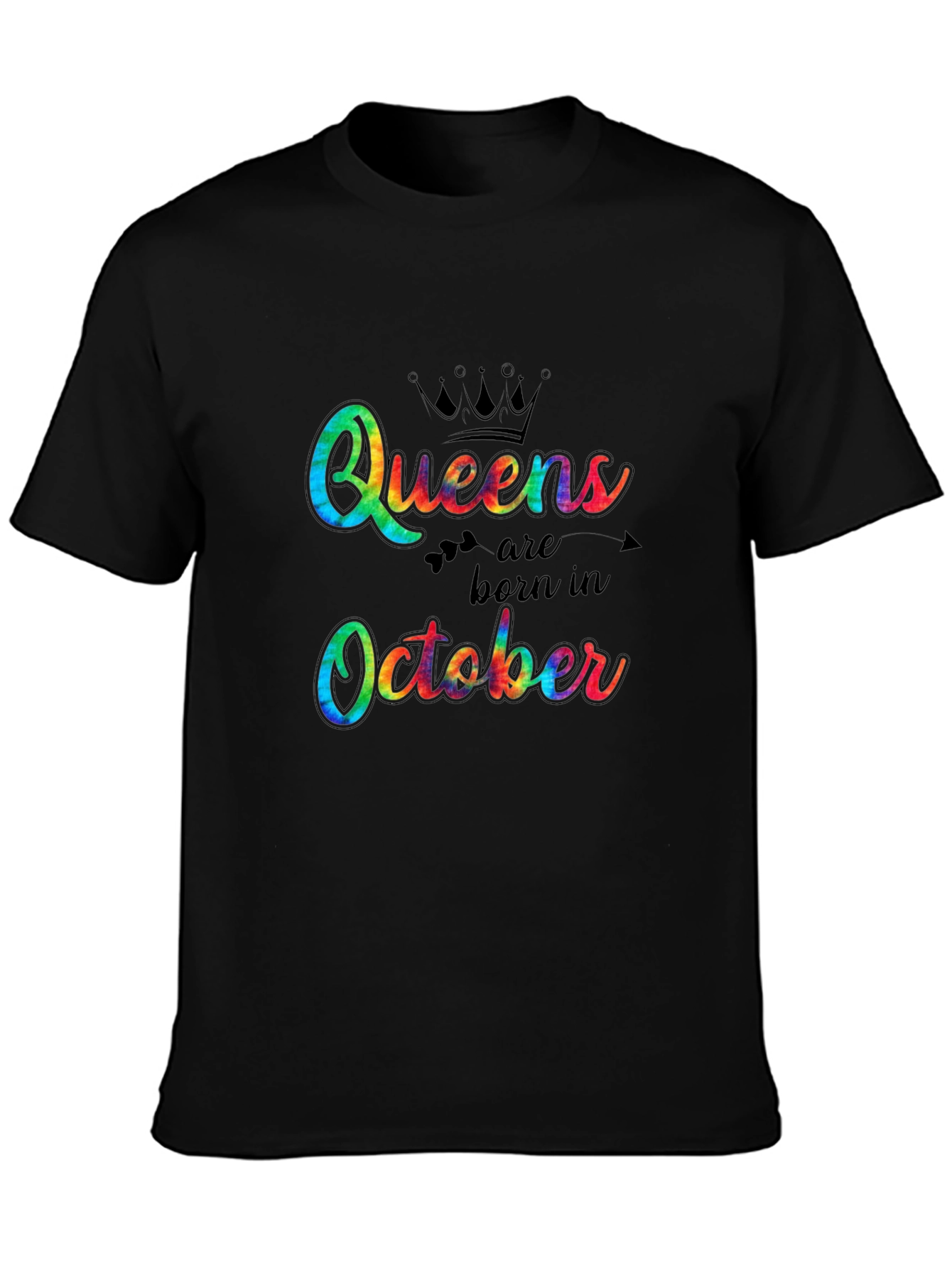 Black Queens Are Born in October Tie Dye T-Shirt view 3