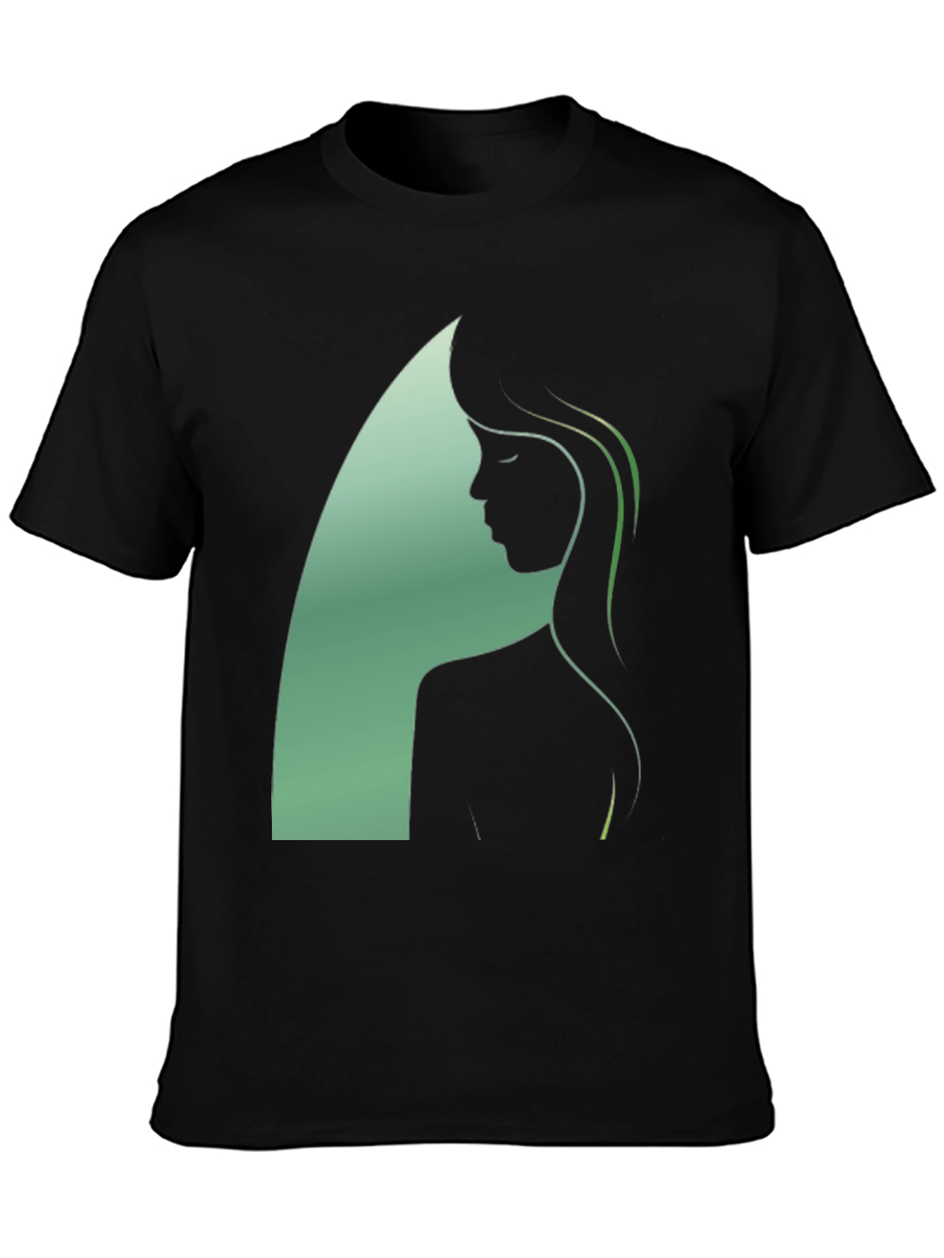 Black Silhouette Woman Graphic Black T-Shirt view 3