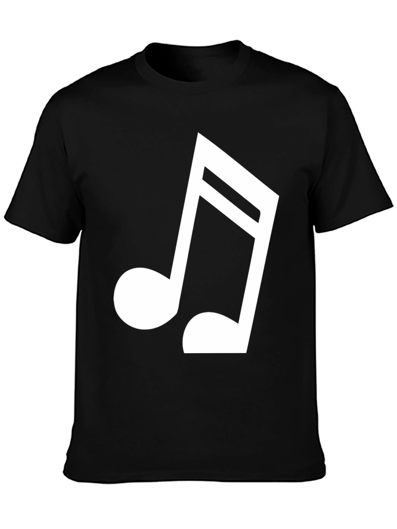 Black Musical Note Graphic Tee - Black Cotton T-Shirt view 3