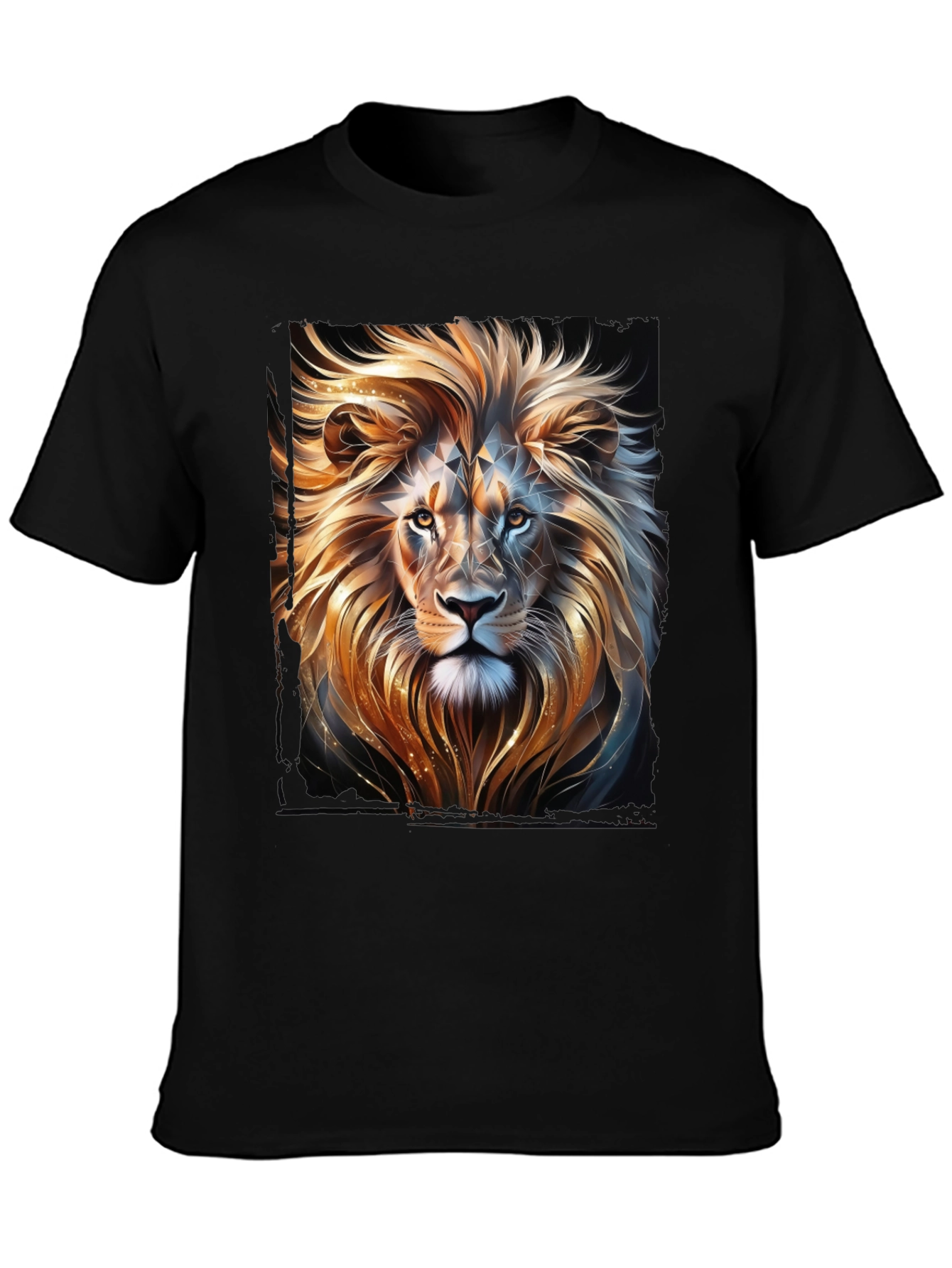Black Lion Graphic T-Shirt - Black, Stylish Animal Print view 3