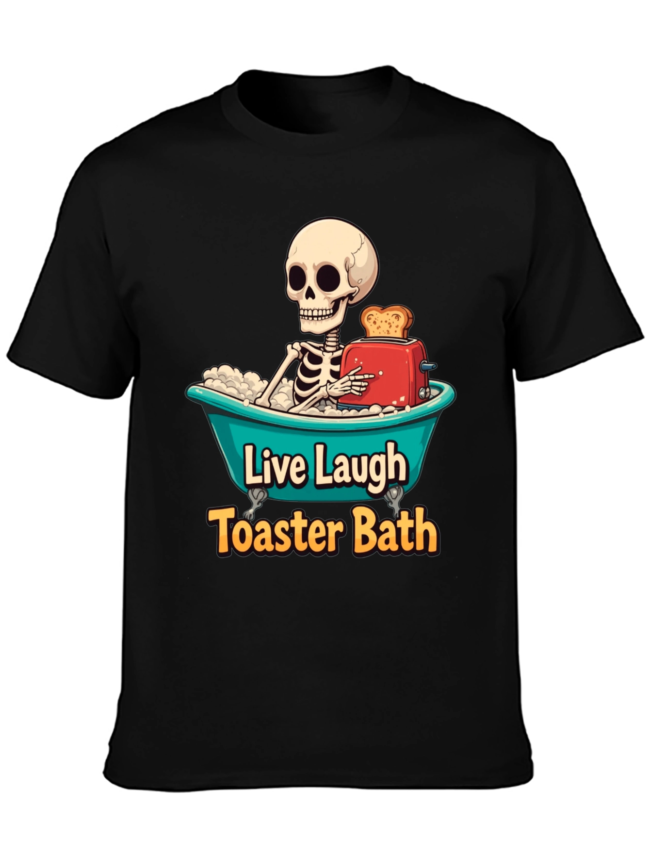 Black Live Laugh Toaster Bath T-Shirt view 3