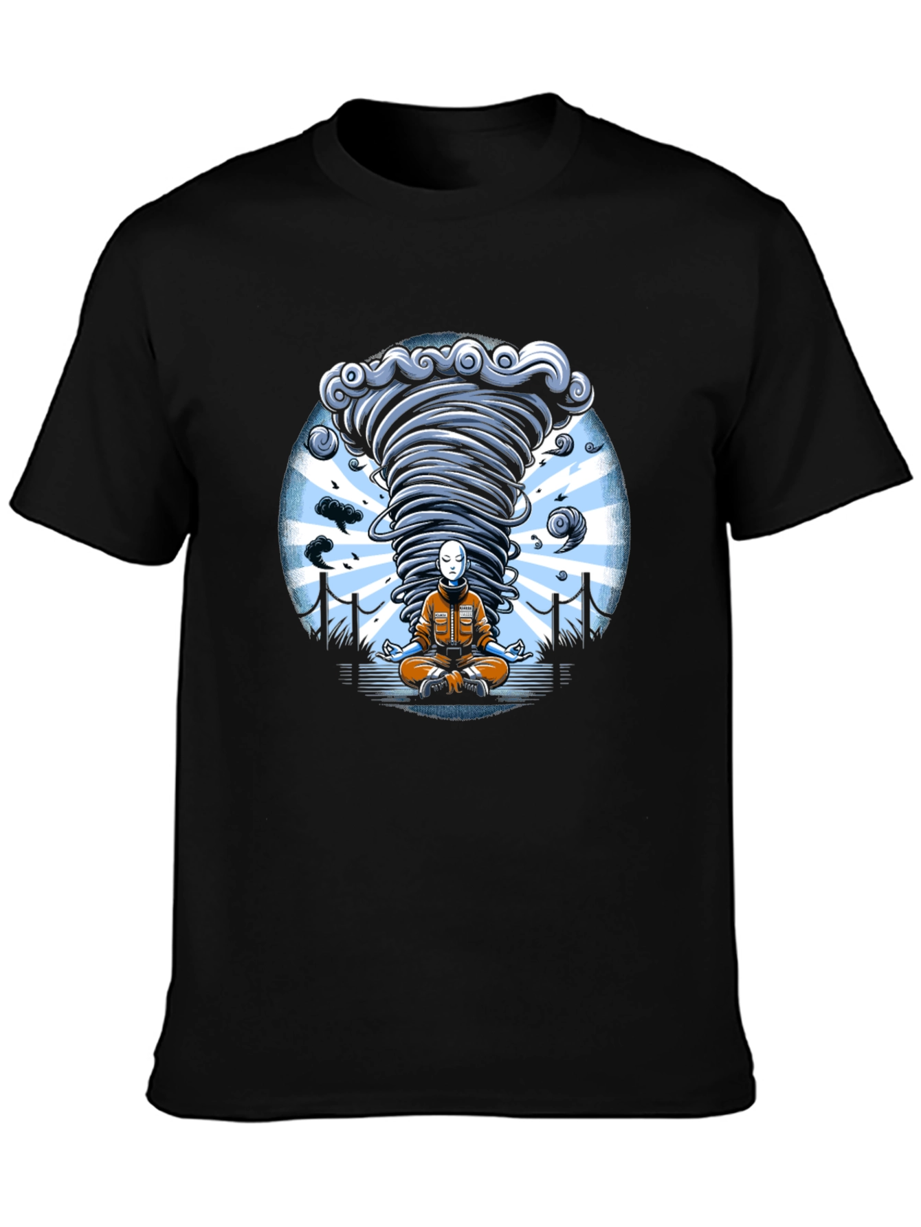 Black Zen Tornado Graphic Tee - Black Cotton T-Shirt view 3