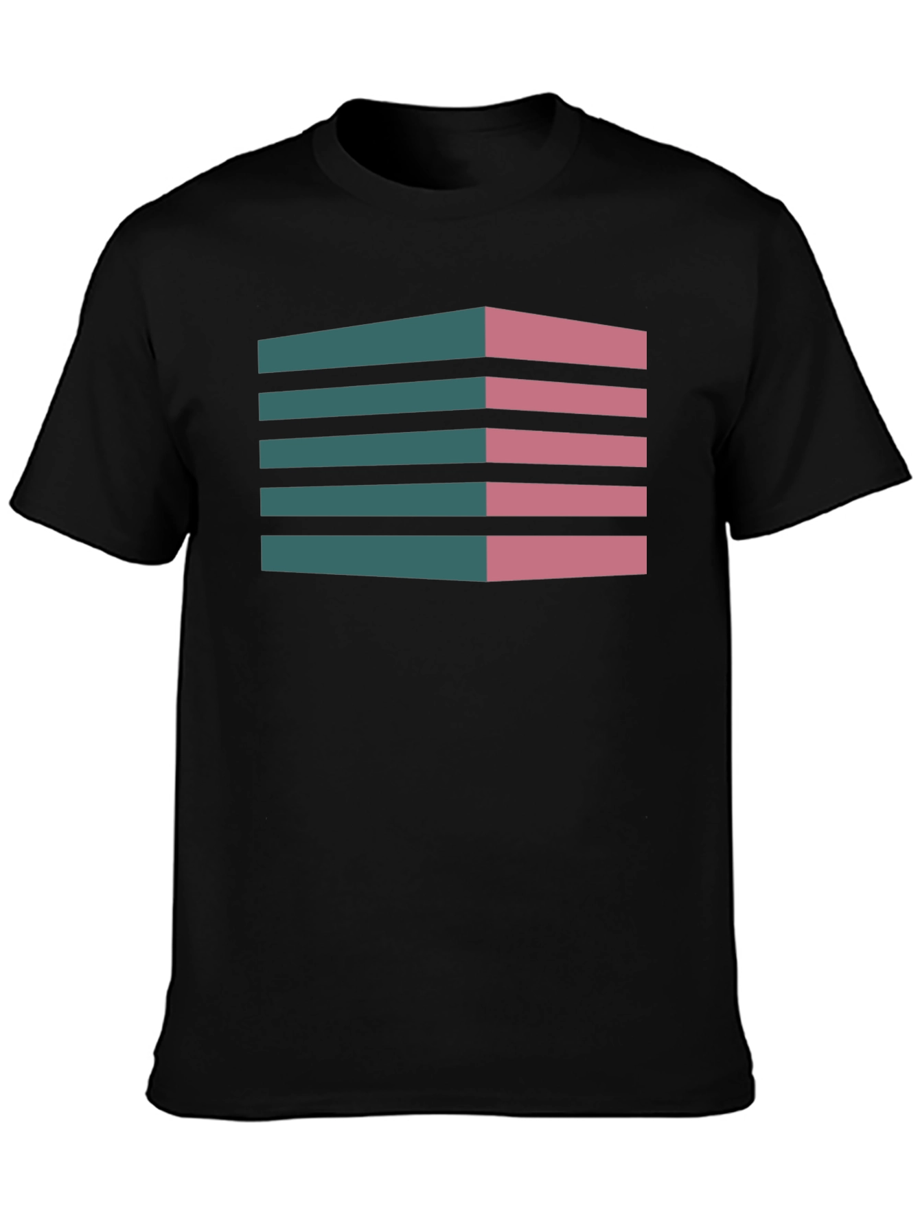 Black Geometric 3D Stripes T-Shirt view 3