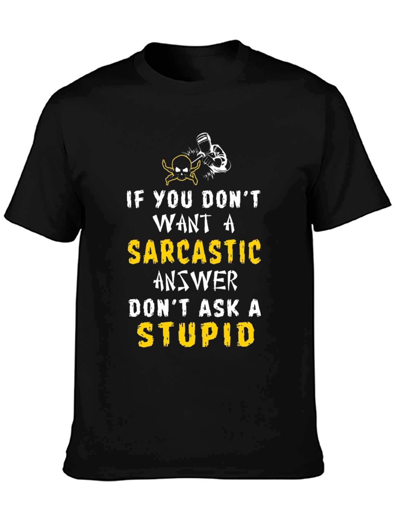 Black Sarcastic Answer Graphic Tee view 3
