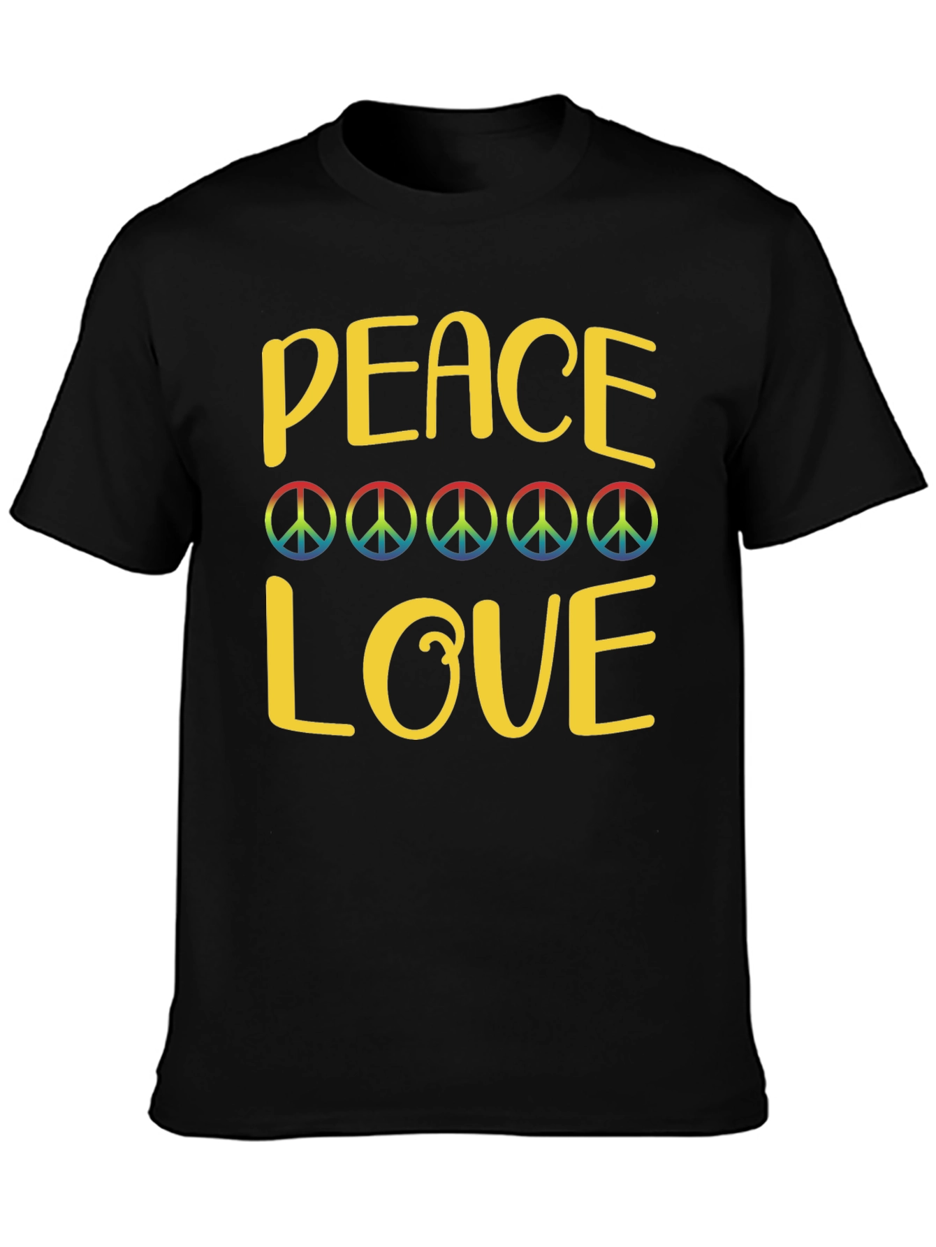 Black Peace and Love Graphic T-Shirt - Groovy Retro Design view 3