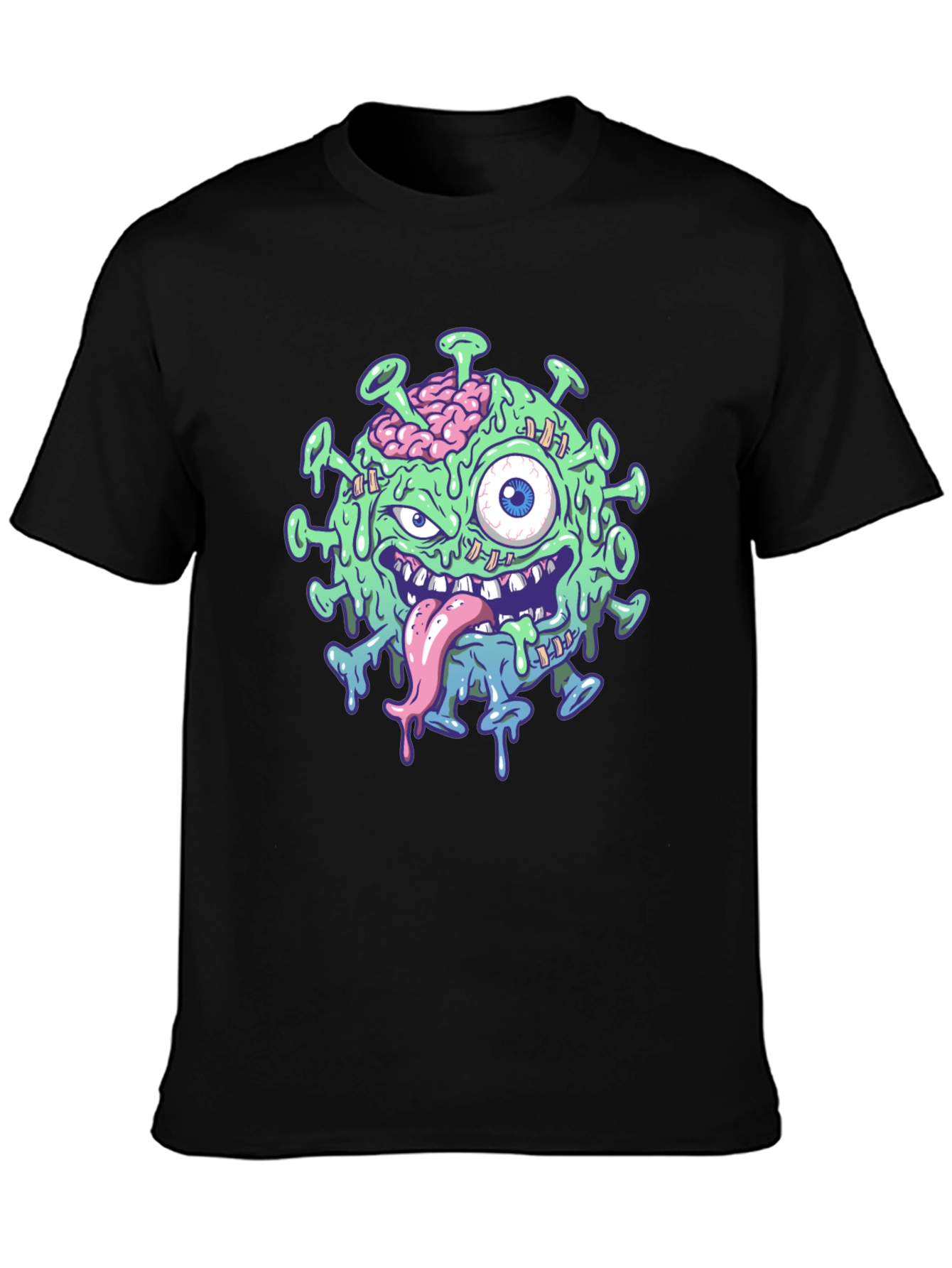 Black Zombie Virus Graphic T-Shirt - Black view 3