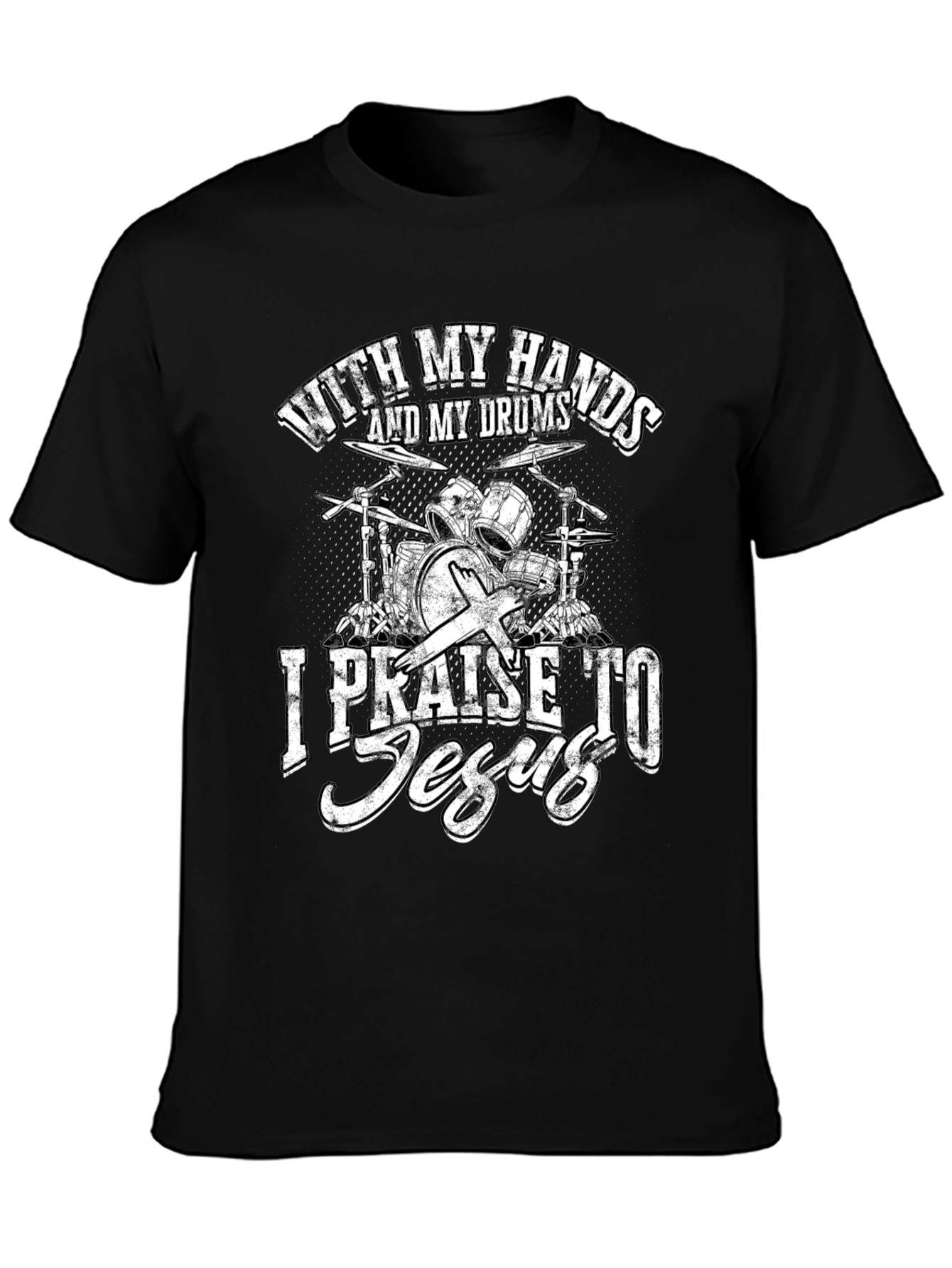 Black Drums and Jesus Graphic T-Shirt view 3