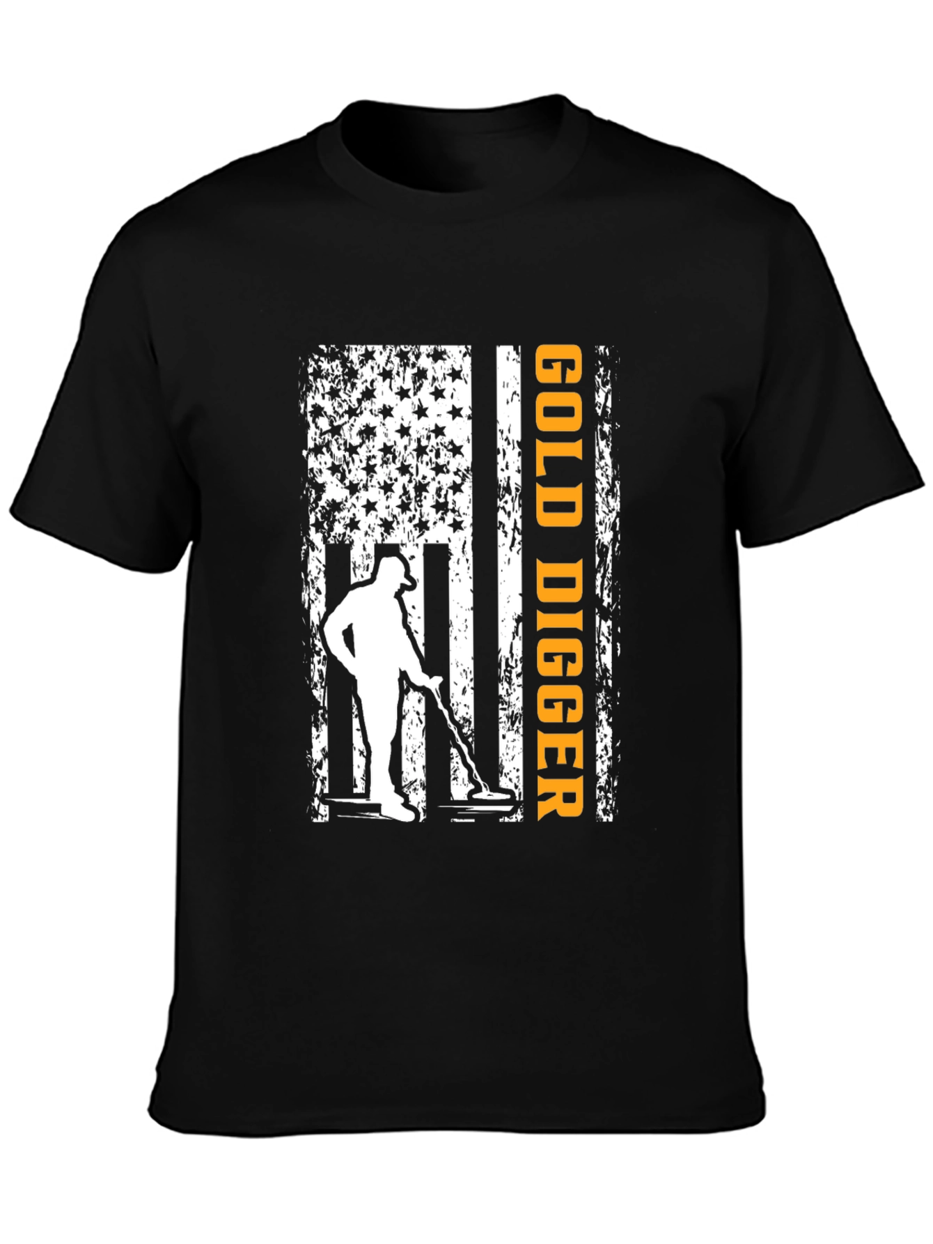 Black Gold Digger American Flag Graphic T-Shirt view 3
