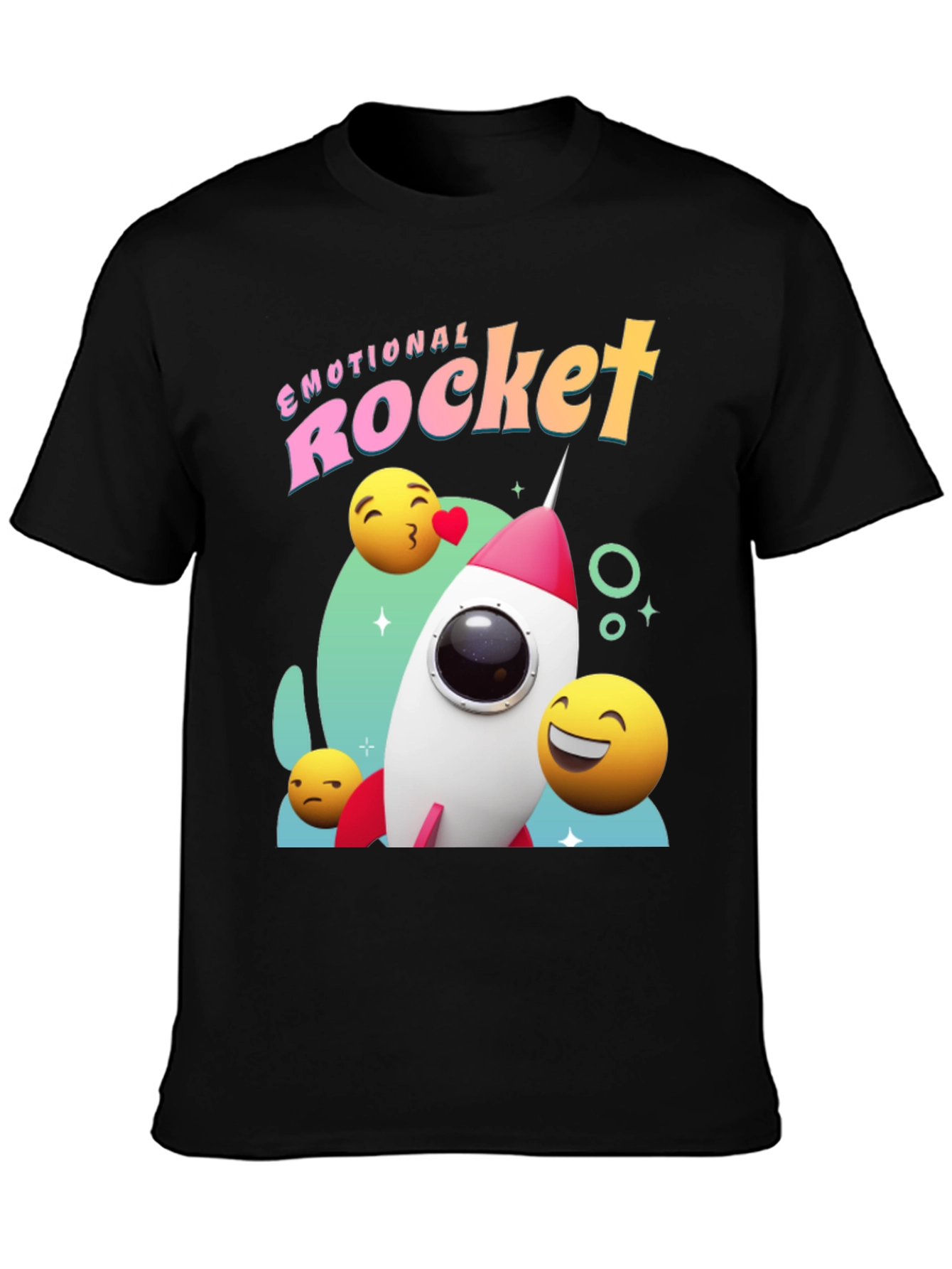 Black Emotional Rocket Graphic T-Shirt - Black view 3