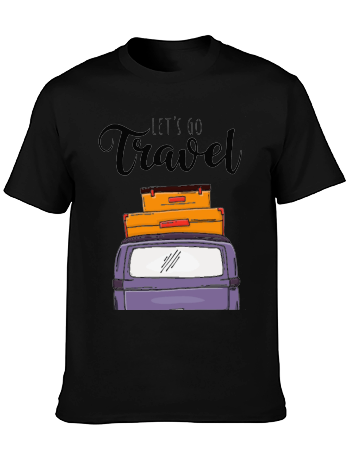 Black Let's Go Travel Graphic T-Shirt view 3
