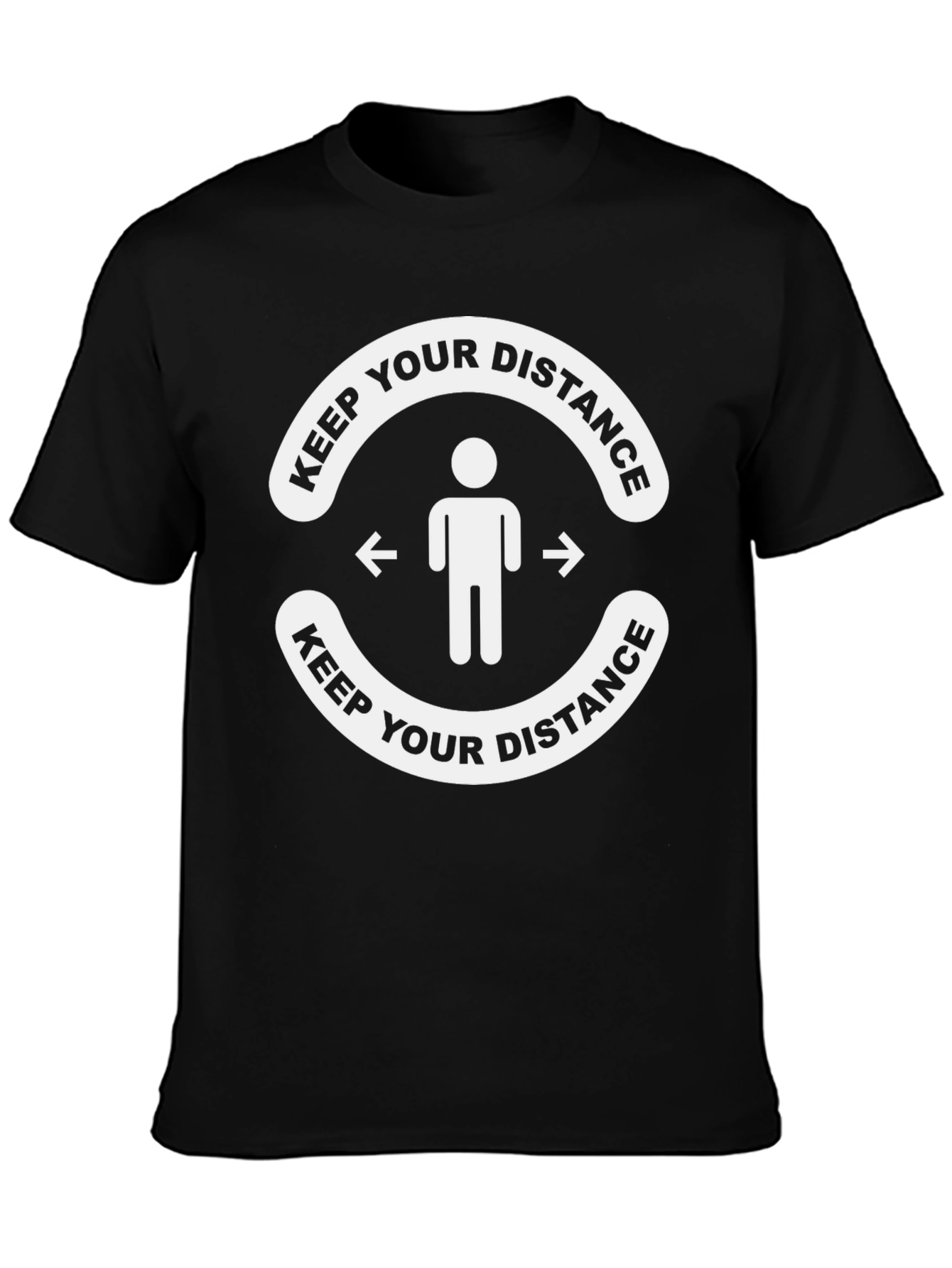 Black Keep Your Distance Graphic Tee - Black view 3