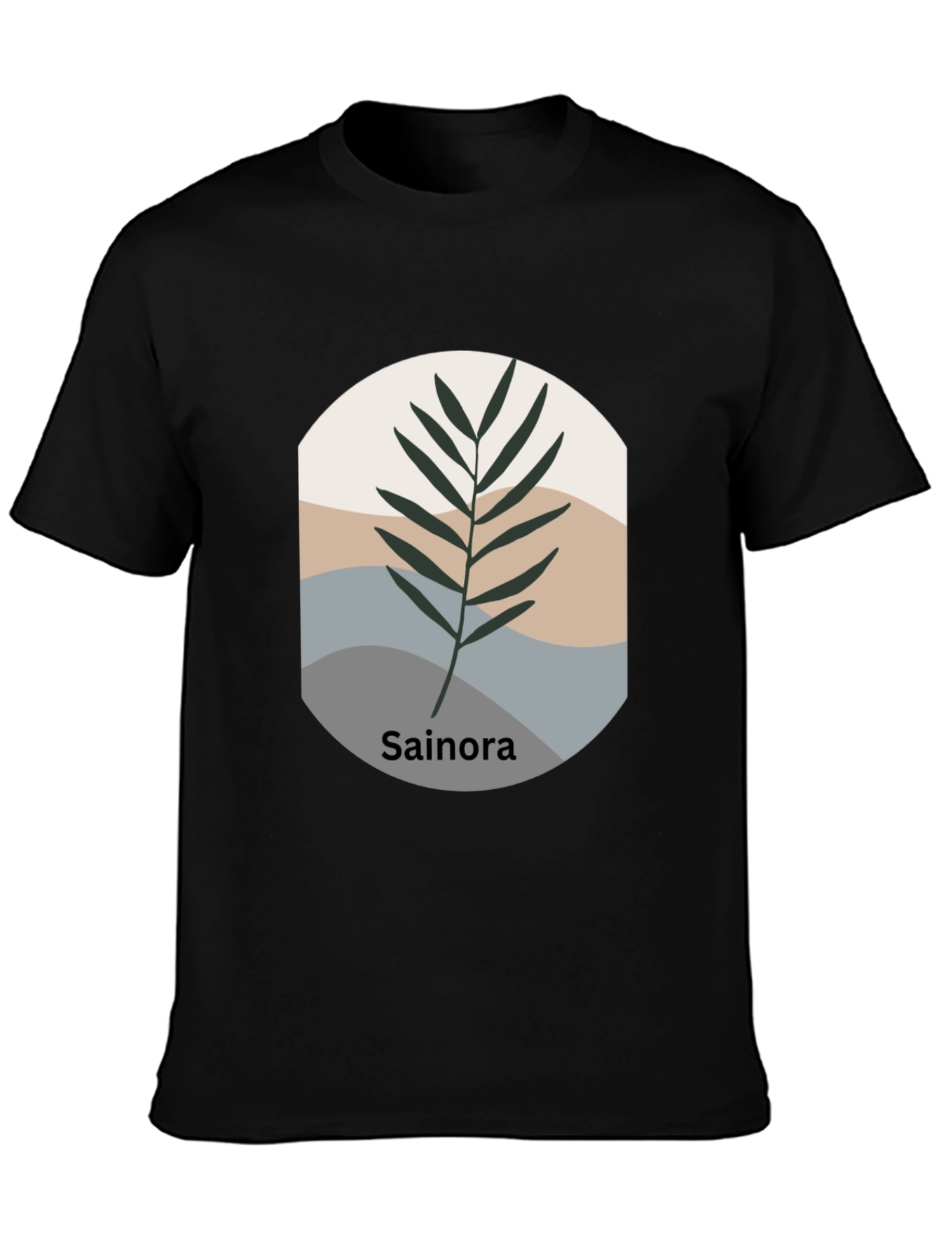 Black Botanical Print Black T-Shirt - Sainora view 3