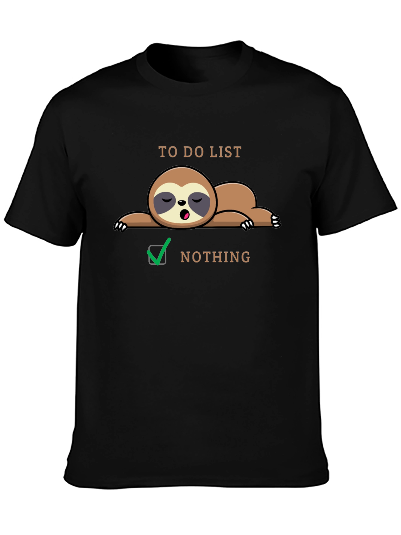 Black Lazy Sloth To-Do List Funny Graphic Tee view 3