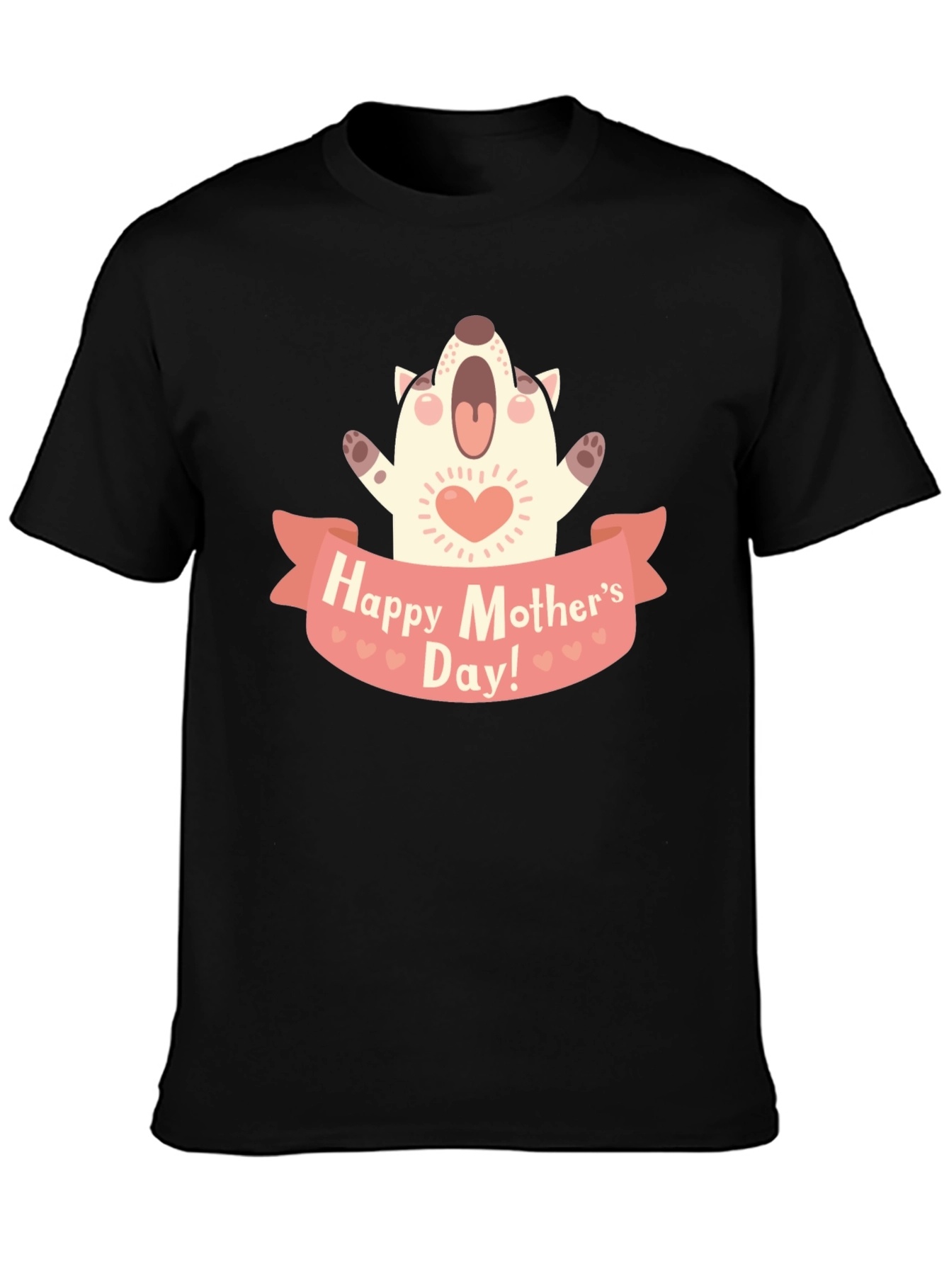 Black Happy Mother's Day Dog Graphic T-Shirt view 3