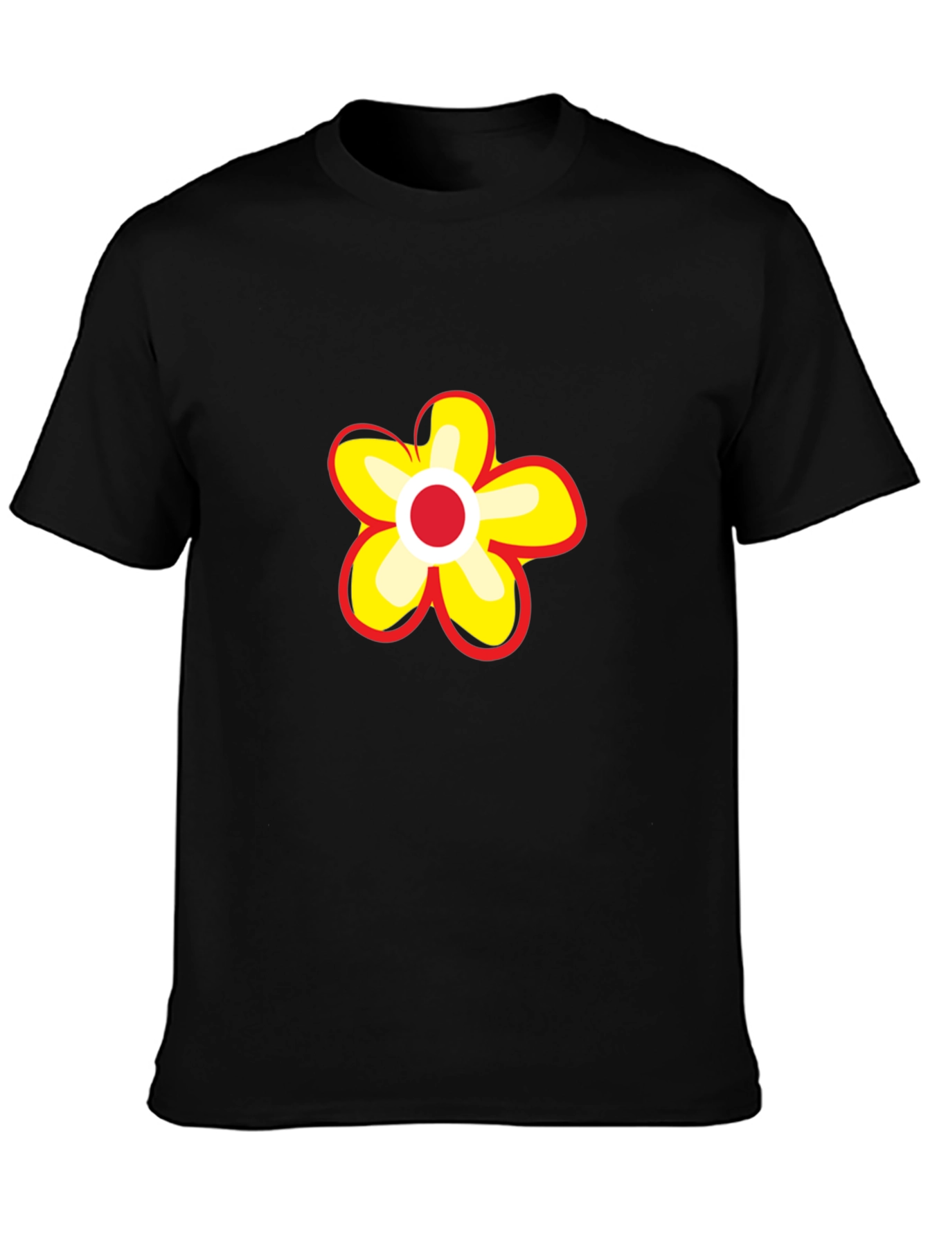 Black Black T-Shirt with Flower Graphic view 3
