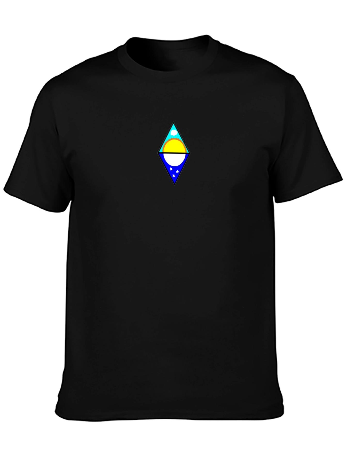 Black Black T-Shirt with Diamond Design view 3
