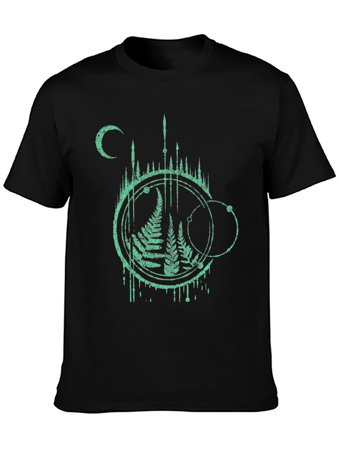Black Nature Graphic Tee - Fern and Moon Design view 3